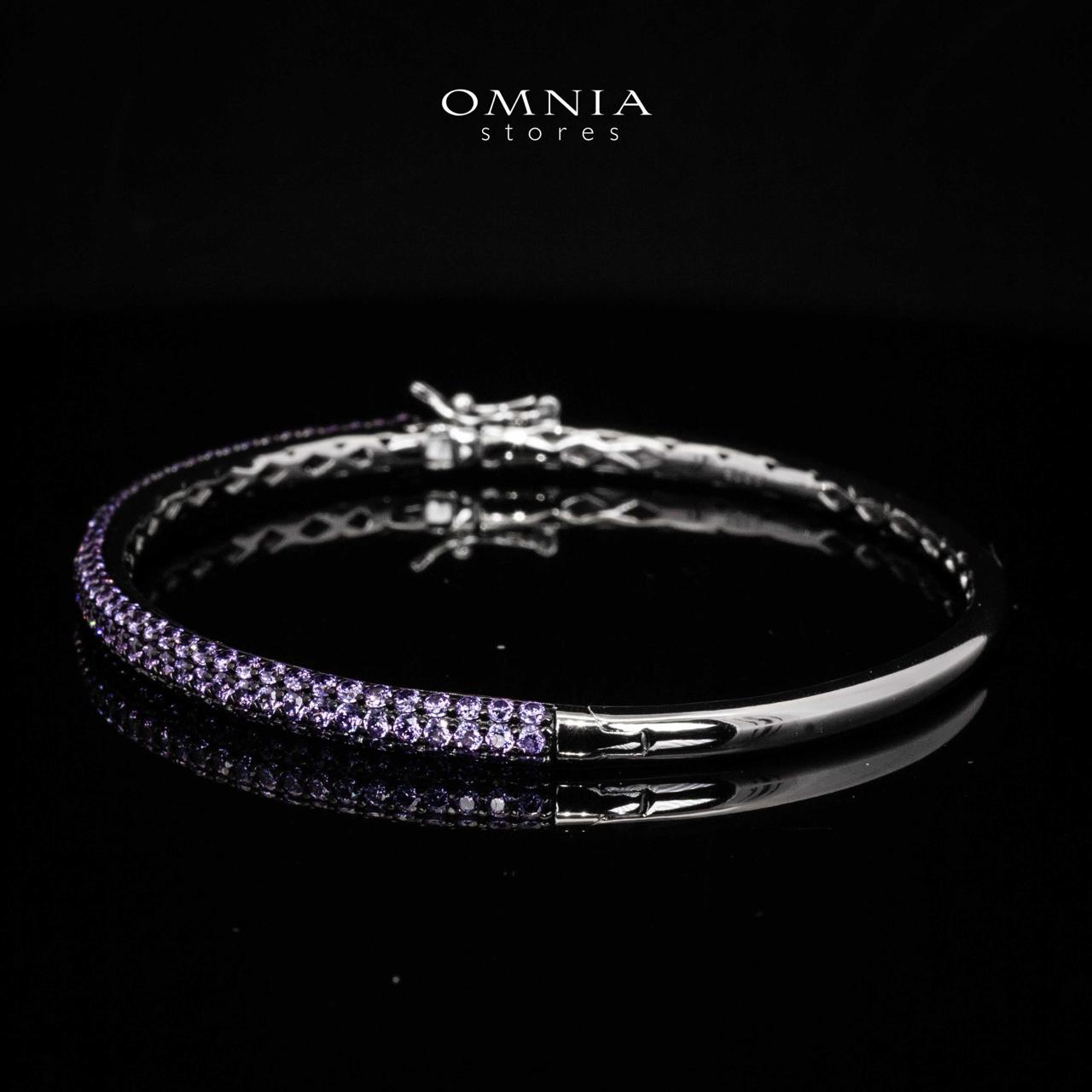 Omnia Zenah Purple Bangle With High Quality Simulated Diamonds in 925 Silver - OMNIASTORES KSA
