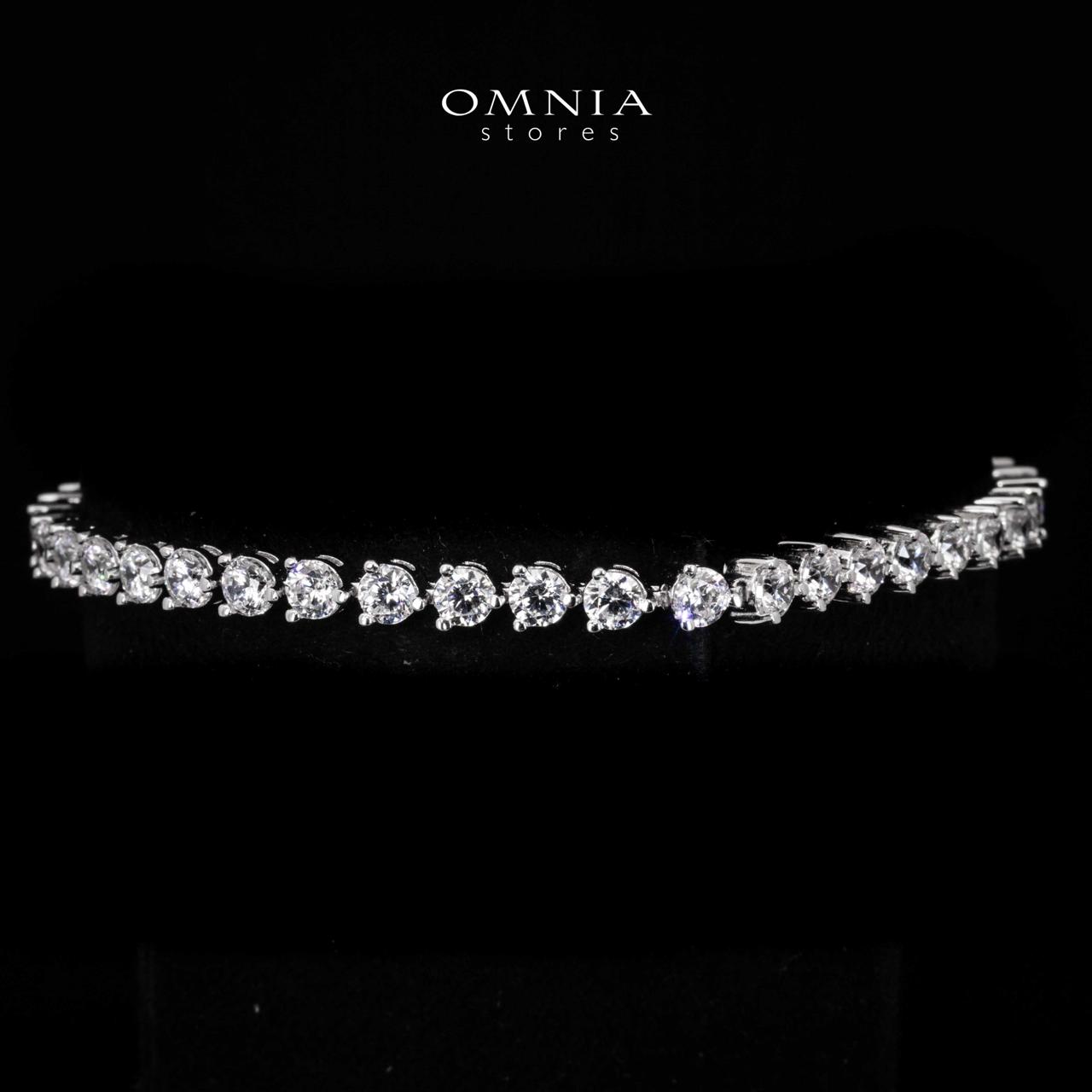Omnia Kaira 2.5mm Heart Tennis Bracelet in 92.5 Silver High Quality Simulated diamonds