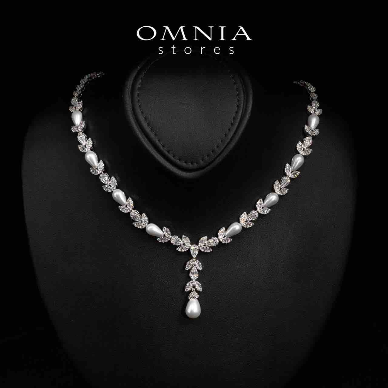 Omnia Shamsa White Pearl Luxury Bridal Full Set in High Quality Rhodium Plated Zircon Stones - OMNIASTORES KSA