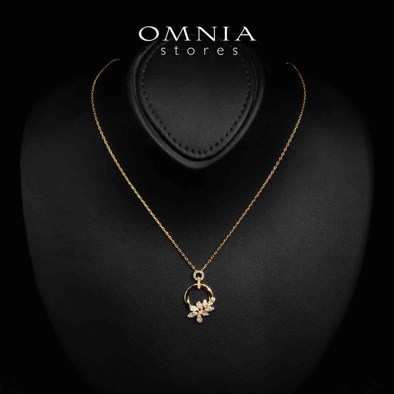 Omnia Ciara Gold Floral Necklace, Earrings and Ring Set in High Quality Rhodium Plated Zircon Stones