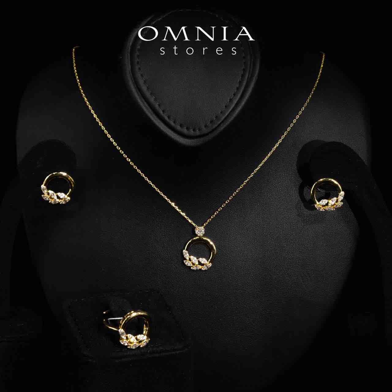 Omnia Rubi Gold White Necklace, Earrings and Ring Set in High Quality Rhodium Plated Zircon Stones - OMNIASTORES KSA
