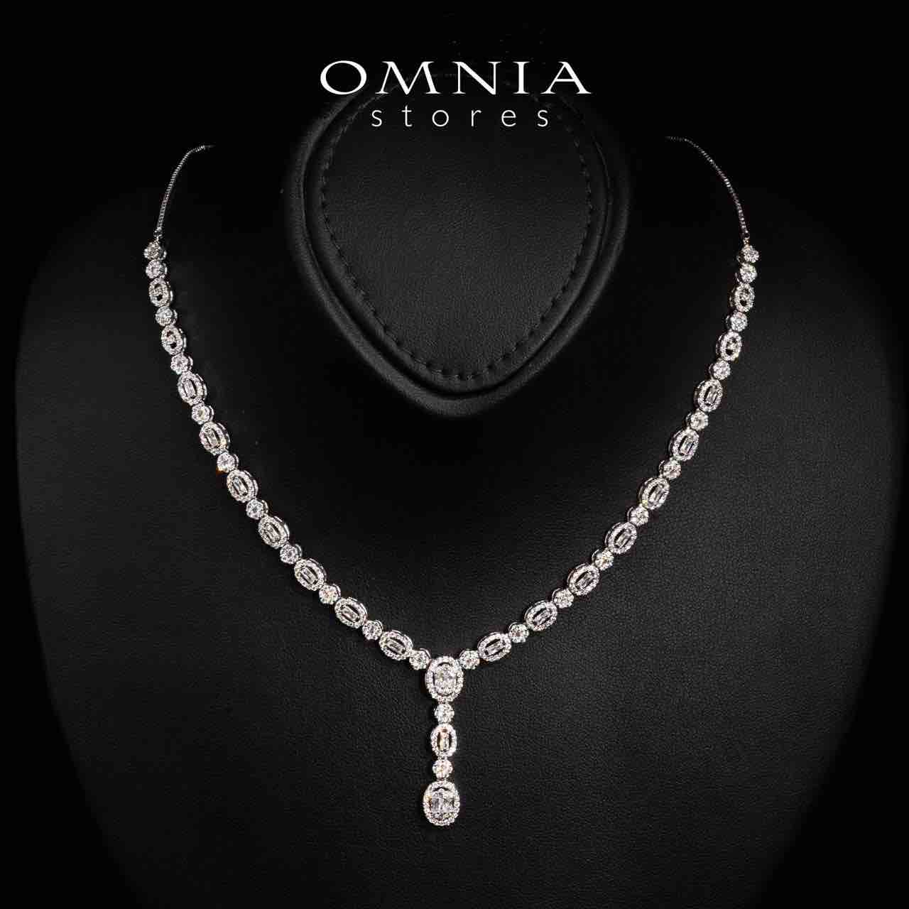 Omnia Sally White Necklace, Earrings and Ring Set in High Quality Rhodium Plated Zircon Stones