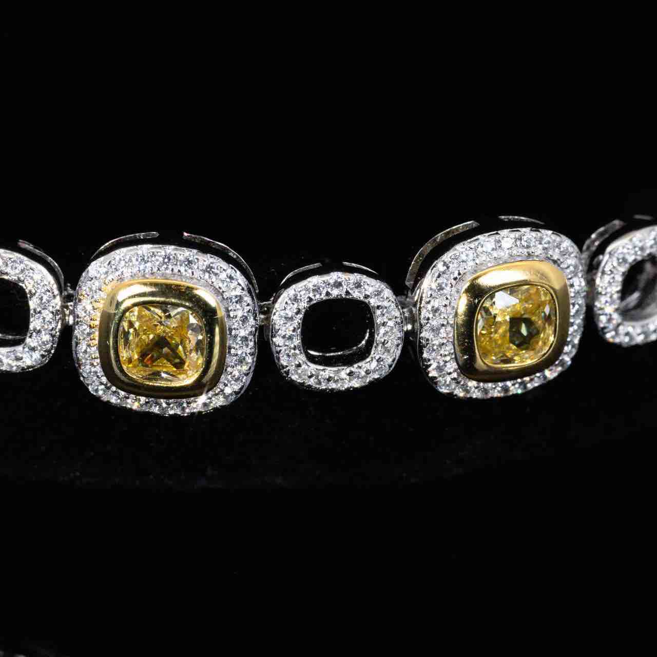 Omnia Faila White and Yellow Bracelet With High Quality Simulated Diamonds In 925 Silver - OMNIASTORES KSA