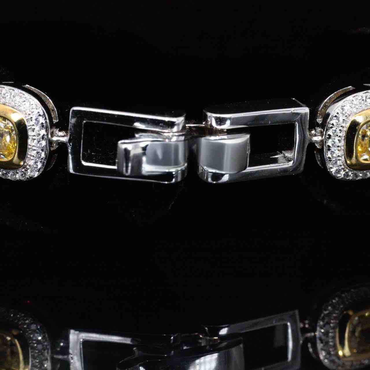 Omnia Faila White and Yellow Bracelet With High Quality Simulated Diamonds In 925 Silver - OMNIASTORES KSA