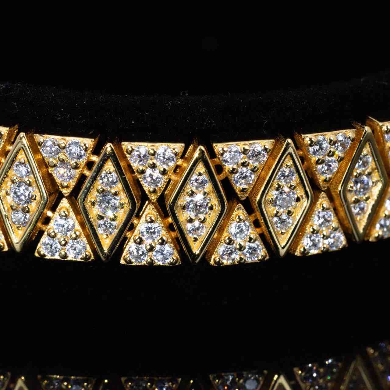 Omnia Saly Gold and White Bracelet With High Quality Simulated Diamonds In 925 Silver