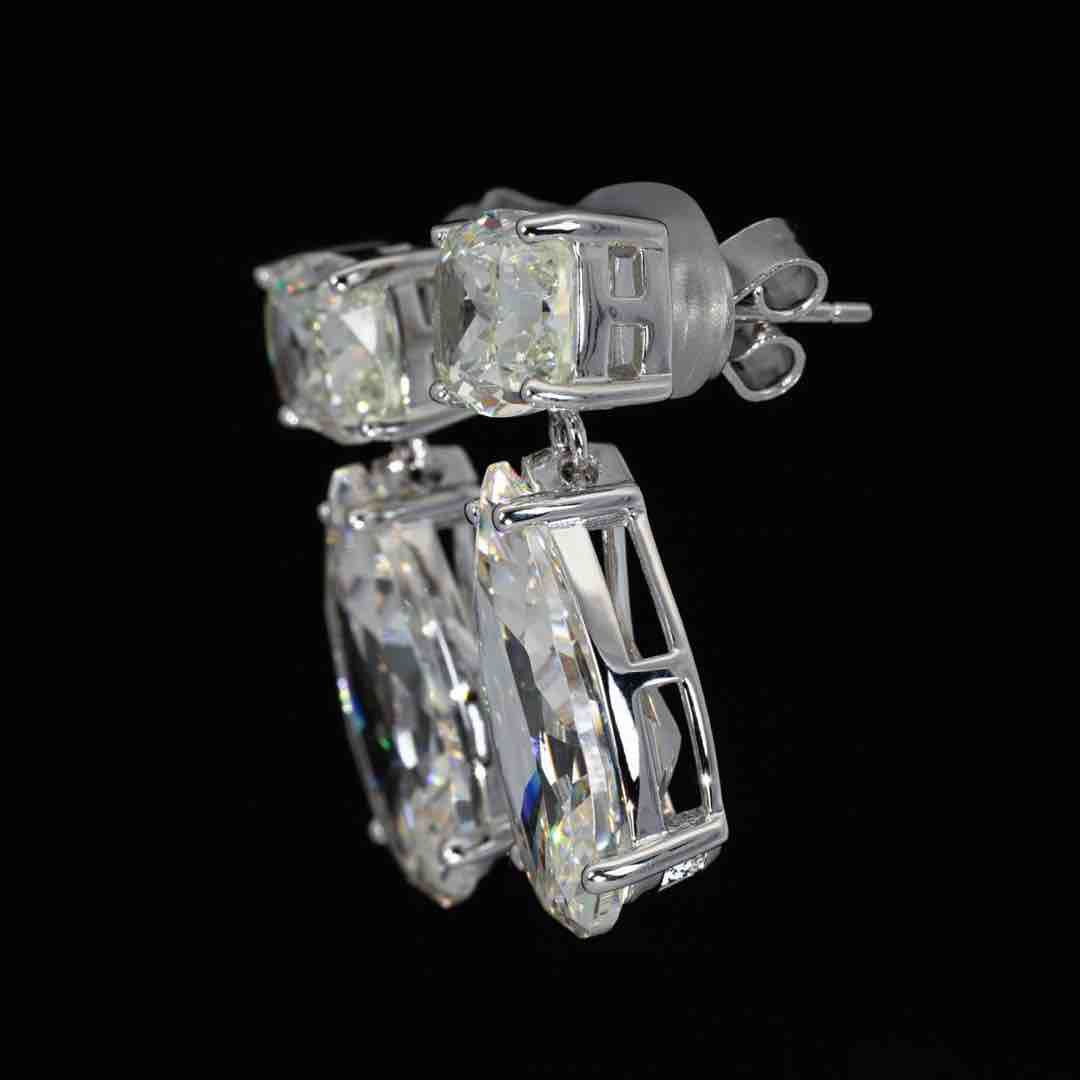 Omnia Nula White Drop Earrings With High Quality Simulated Diamonds In 925 Silver - OMNIASTORES KSA