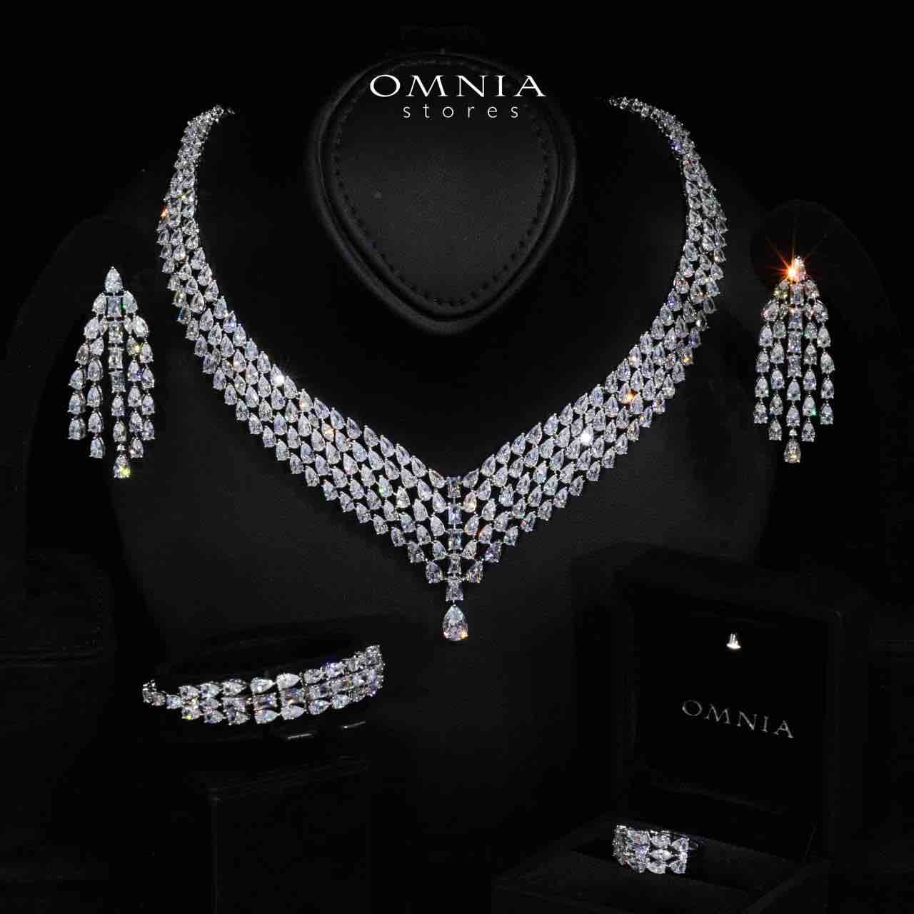 Omnia Carina White Luxury Bridal Full Set in High Quality Rhodium Plated Zircon Stones - OMNIASTORES KSA