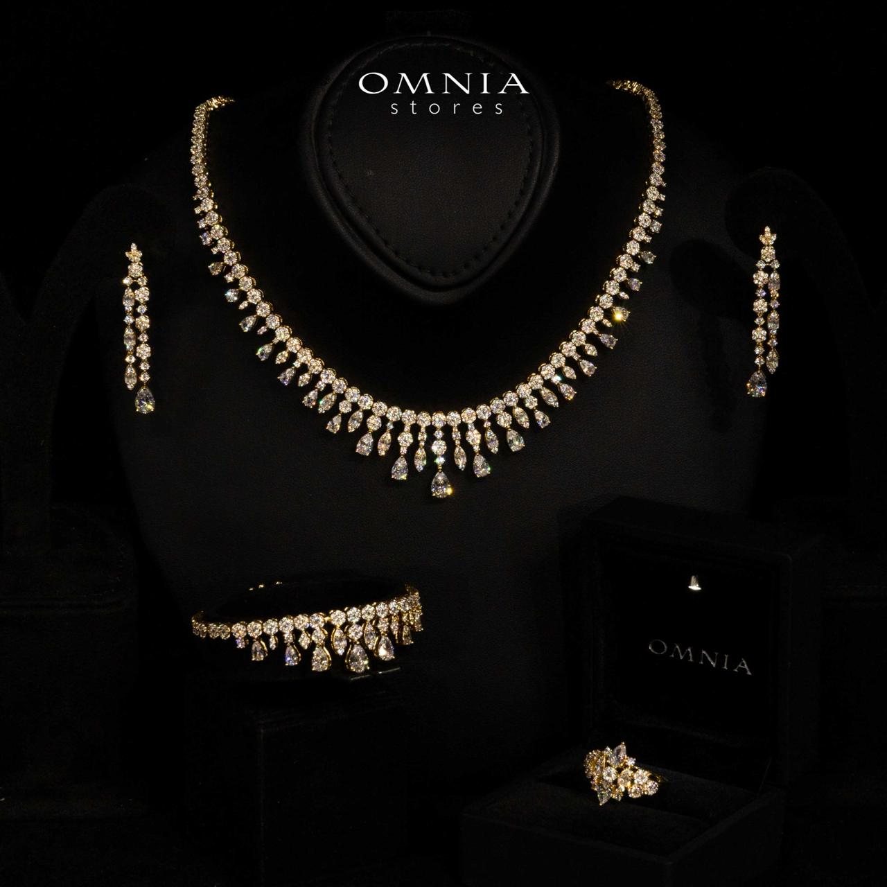 Omnia Syla Gold Luxury Bridal Full Set in High Quality Zircon Stone in Rhodium Plated - OMNIASTORES KSA