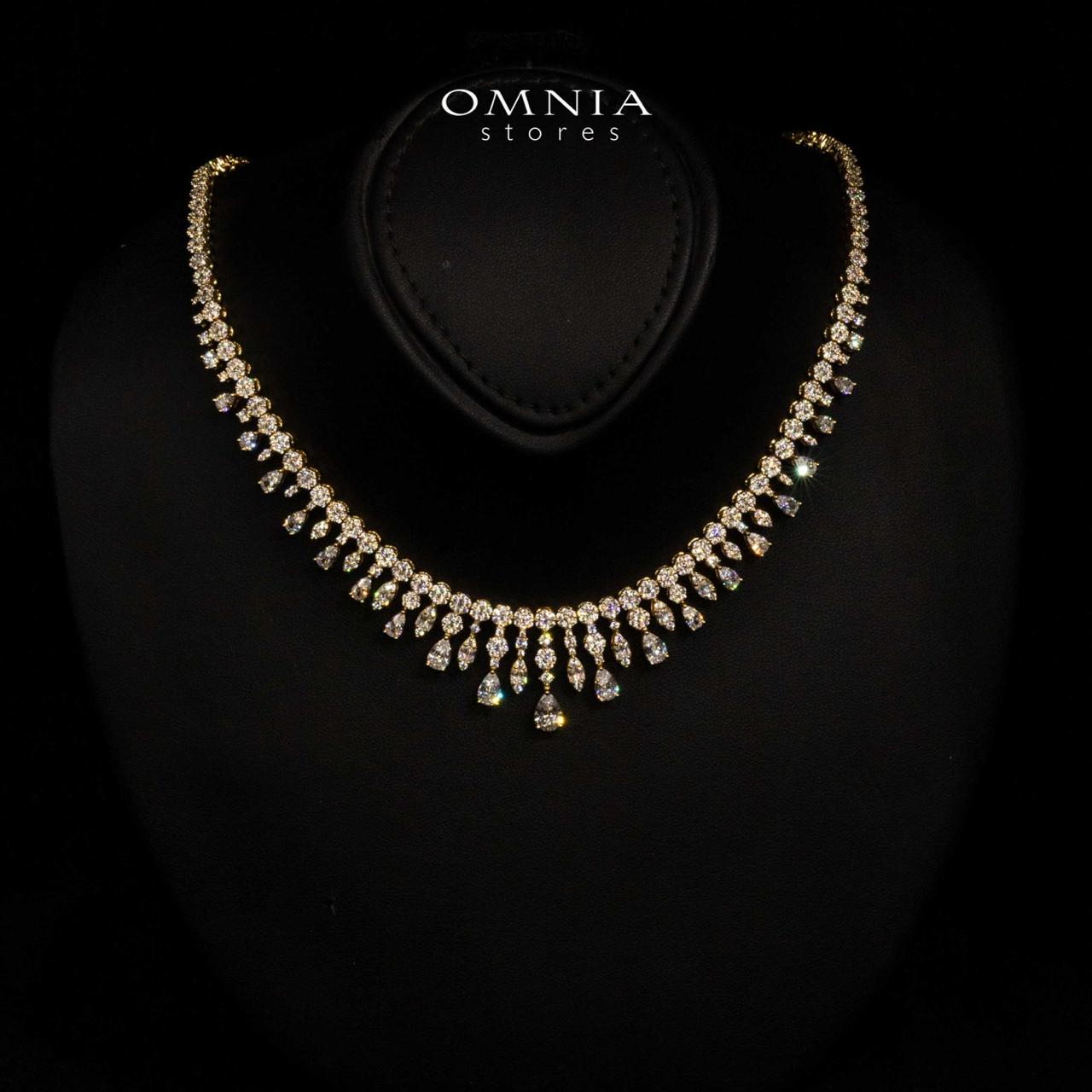 Omnia Syla Gold Luxury Bridal Full Set in High Quality Zircon Stone in Rhodium Plated - OMNIASTORES KSA