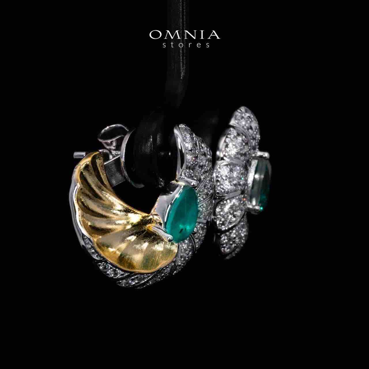 Omnia Sahara Gold and White Earrings With High Quality Simulated Diamonds In 925 Silver - OMNIASTORES KSA