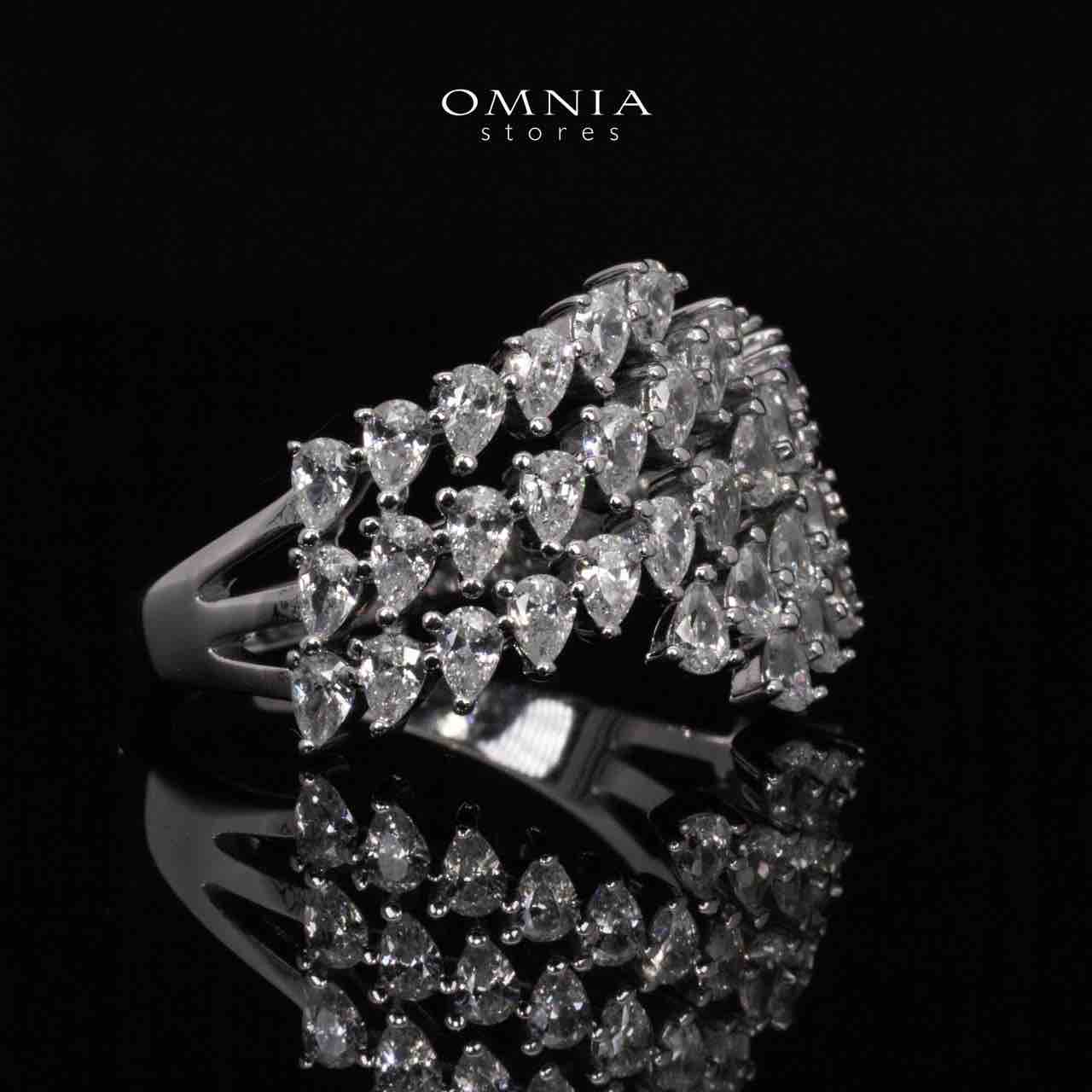 Omnia Klara White Ring With High Quality Simulated Diamonds In 925 Silver - OMNIASTORES KSA
