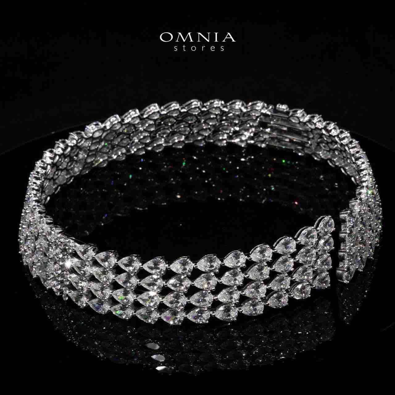 Omnia Tania White Choker Necklace With High Quality Simulated Diamonds In 925 Silver