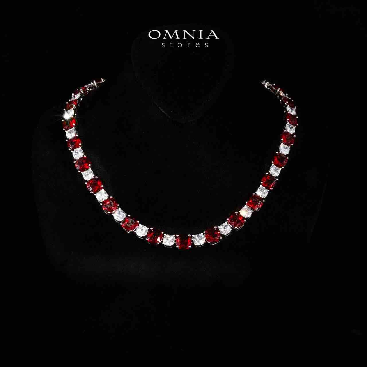 Omnia Alya Red and White Bridal Full Set in High Quality Simulated Diamonds Rhodium Plated - OMNIASTORES KSA