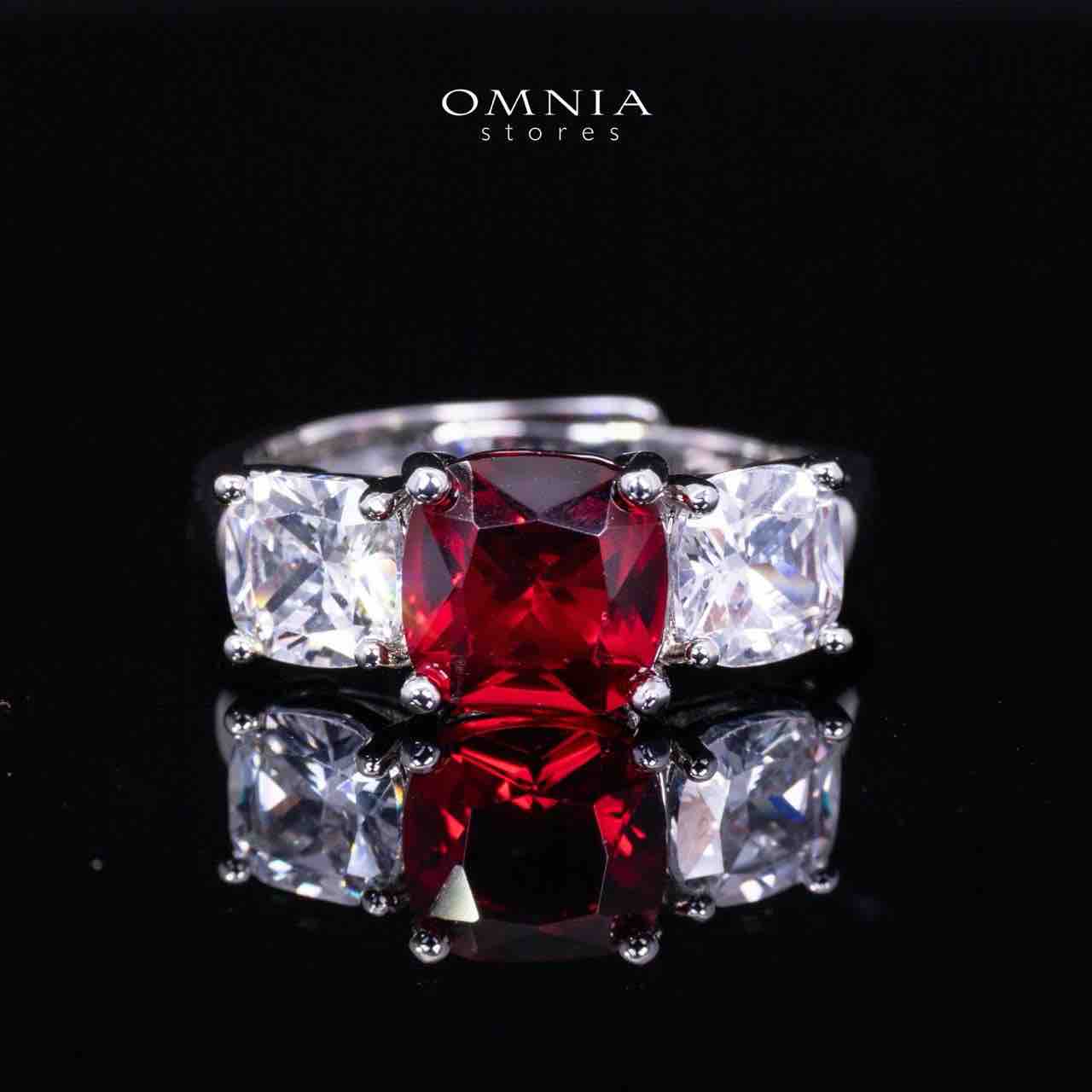 Omnia Alya Red and White Bridal Full Set in High Quality Simulated Diamonds Rhodium Plated - OMNIASTORES KSA
