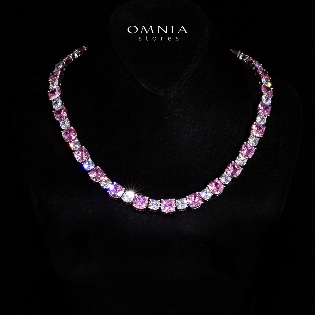 Omnia Alya Pink and White Bridal Full Set in High Quality Simulated Diamonds Rhodium Plated - OMNIASTORES KSA