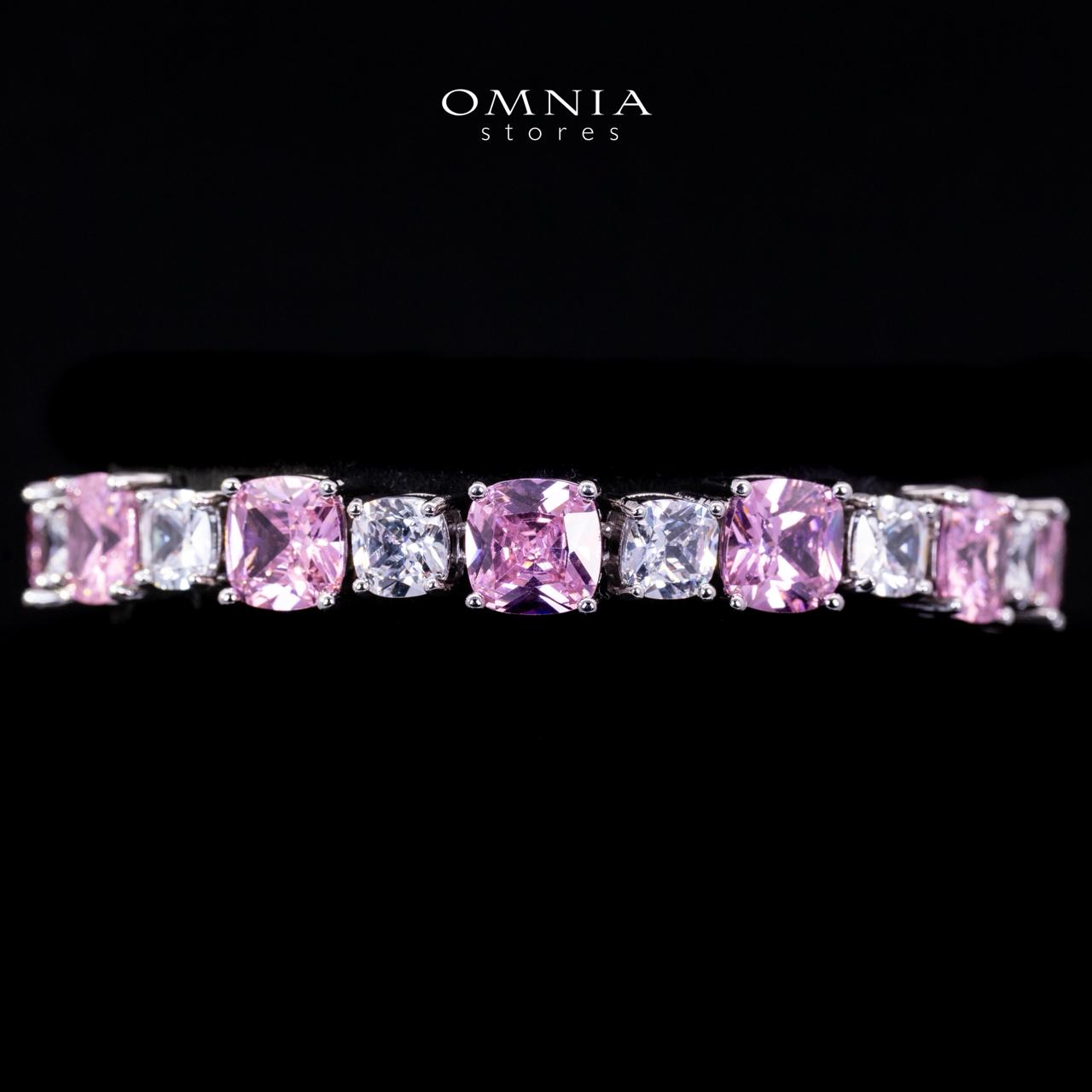 Omnia Alya Pink and White Bridal Full Set in High Quality Simulated Diamonds Rhodium Plated - OMNIASTORES KSA