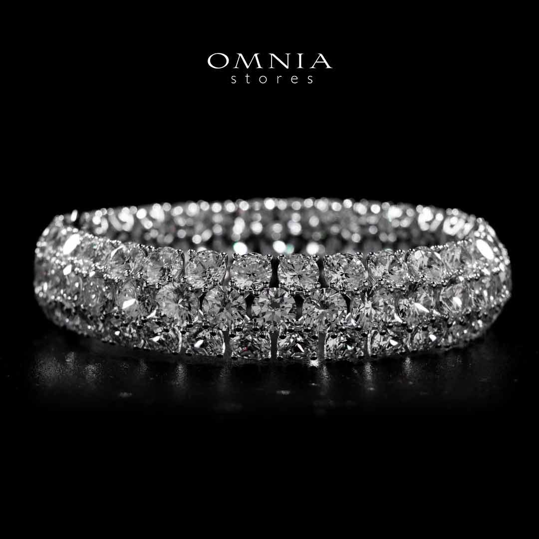 Omnia Aseelah White Silver Bangle In 925 Silver High Quality Certified Lab Crafted Stones - OMNIASTORES KSA