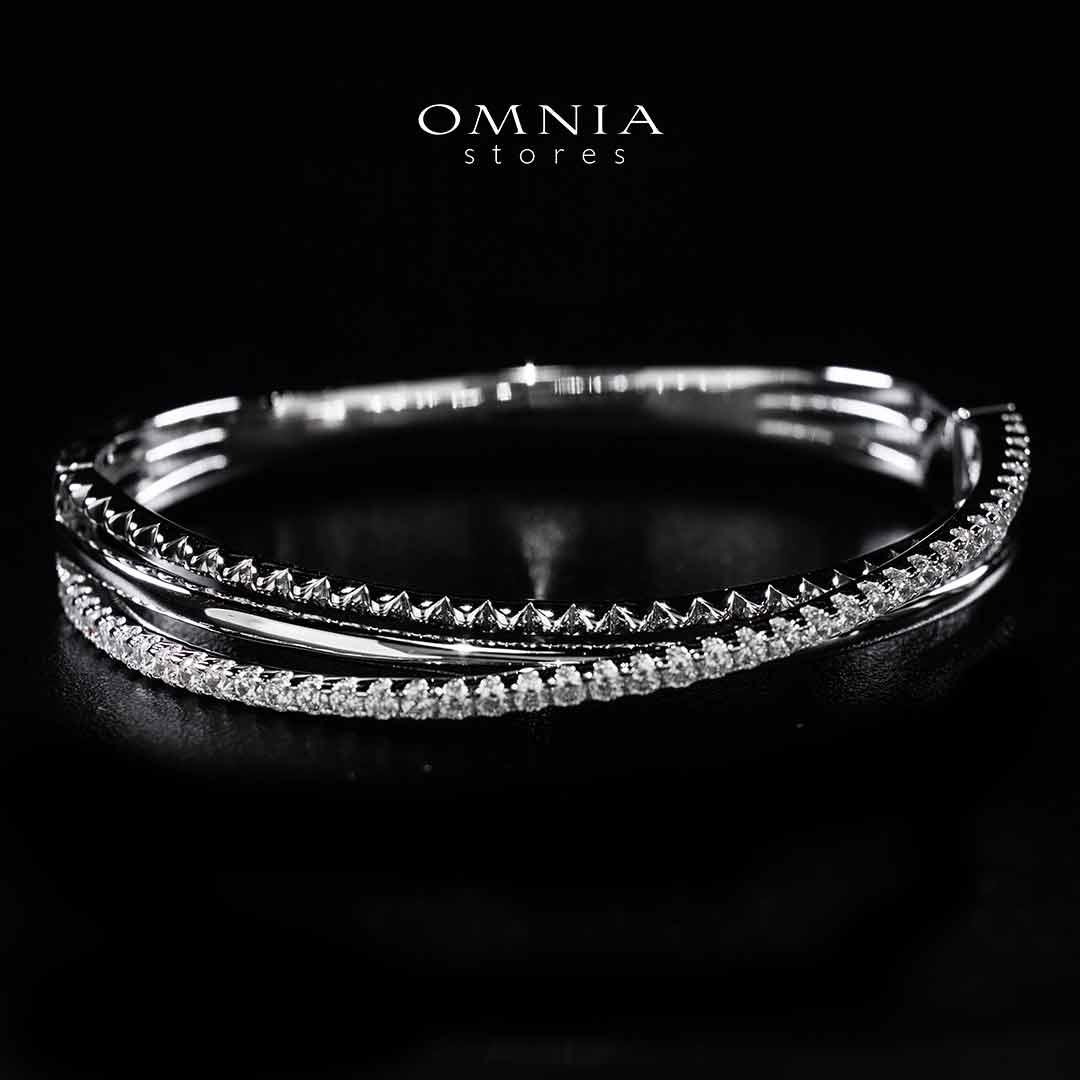 Omnia Suhair Twisted Silver Bangle In 925 Silver High Quality Certified Lab Crafted Stones - OMNIASTORES KSA
