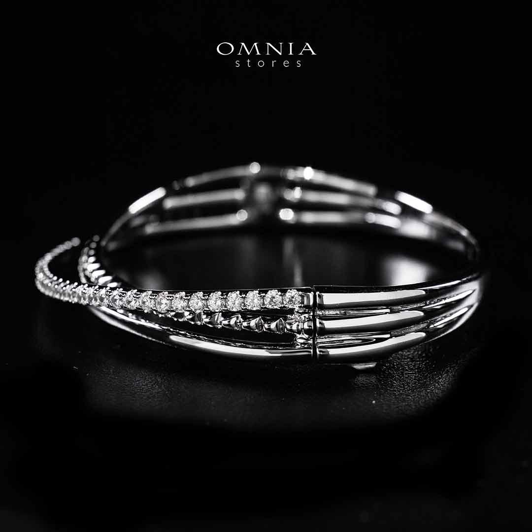 Omnia Suhair Twisted Silver Bangle In 925 Silver High Quality Certified Lab Crafted Stones - OMNIASTORES KSA
