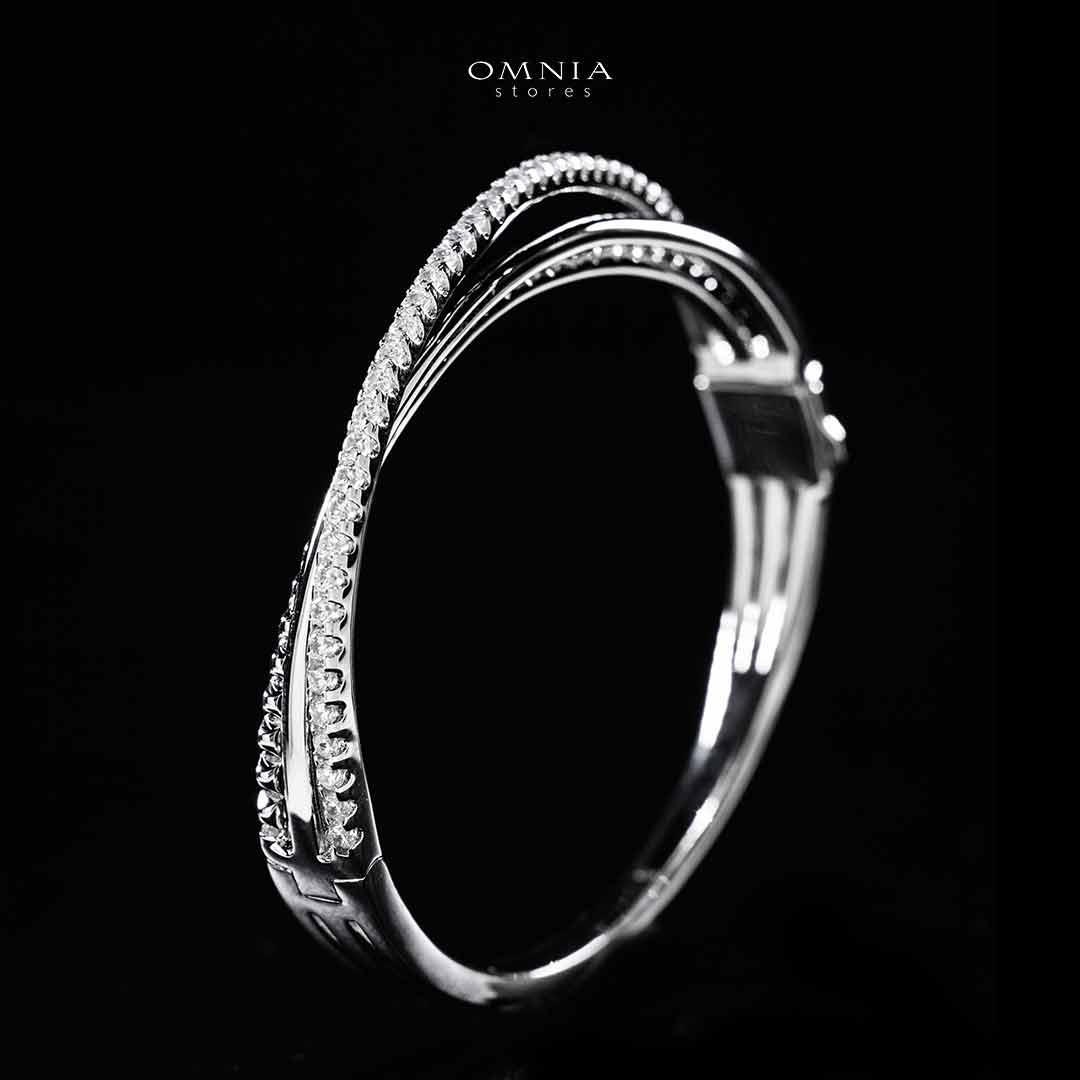 Omnia Suhair Twisted Silver Bangle In 925 Silver High Quality Certified Lab Crafted Stones - OMNIASTORES KSA