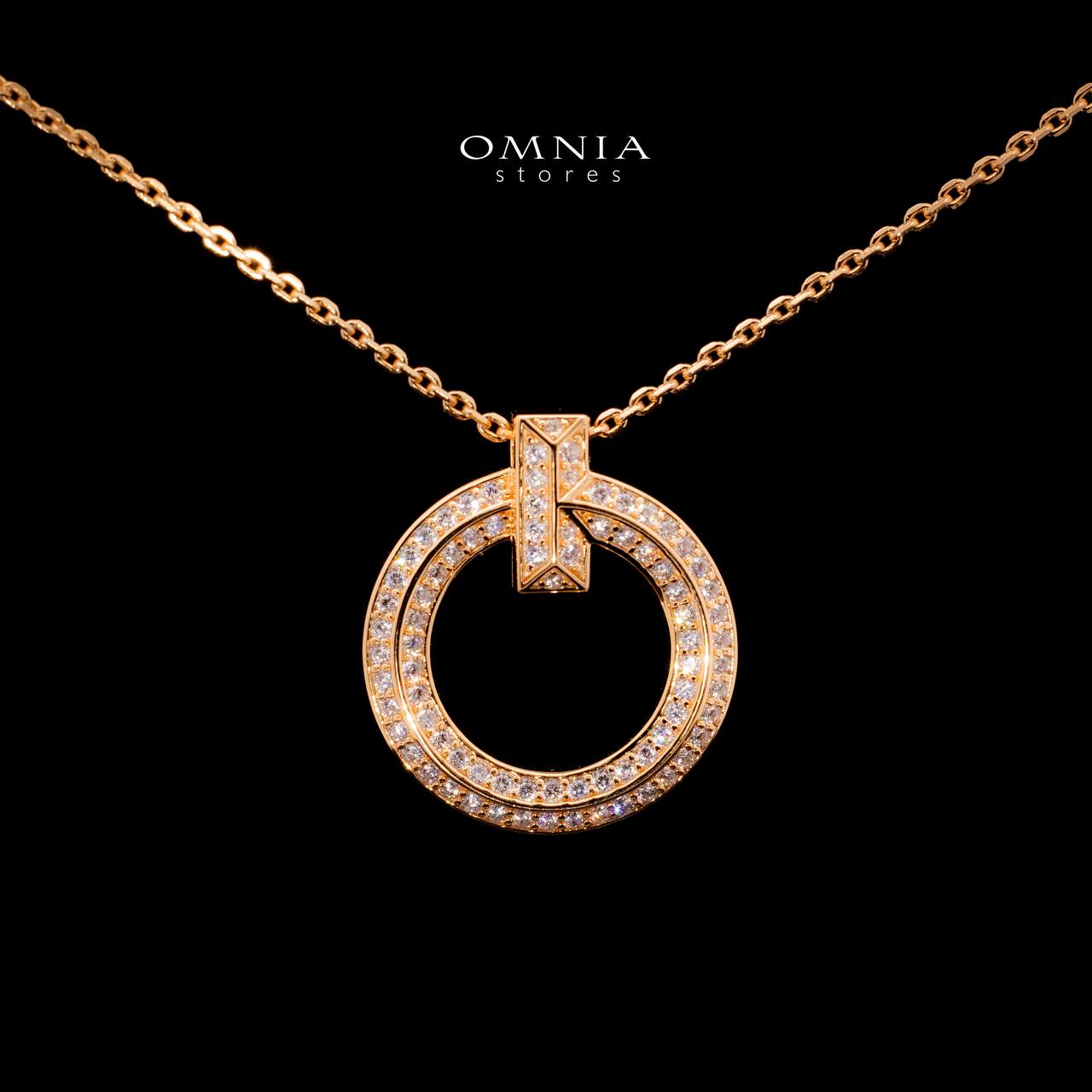 Omnia Sakina Rose Glod Pendant Necklace In 925 Silver High Quality Certified Lab Crafted Stones