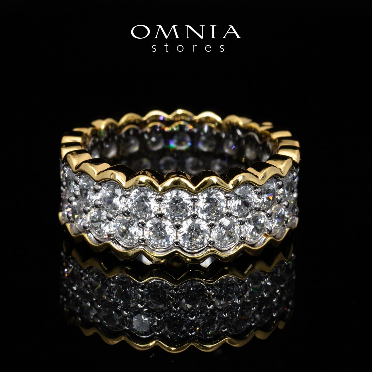 Omnia Amillia White and Gold Ring With Certified High Quality Lab Crafted Stones In 925 Silver - OMNIASTORES KSA