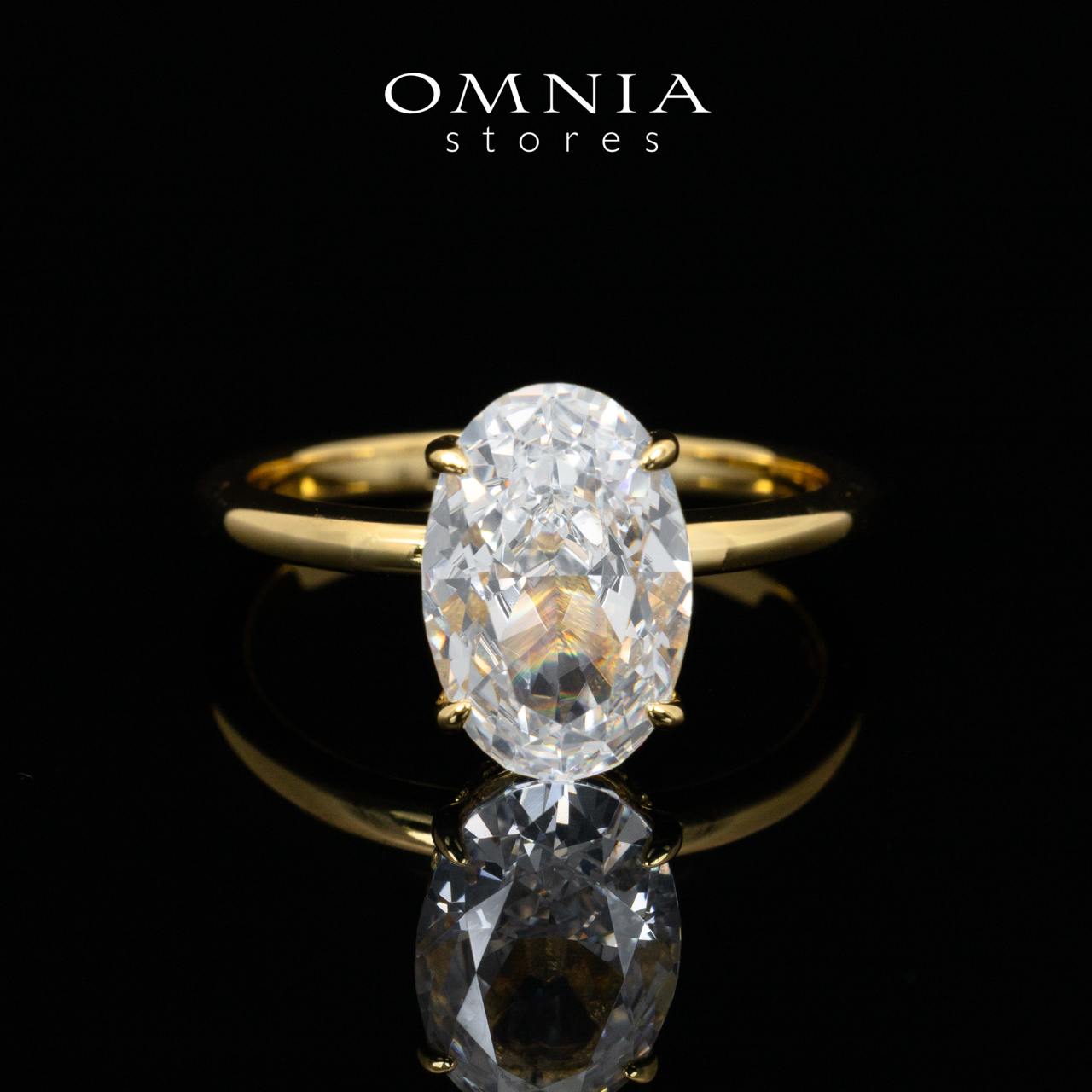 Omnia Elin Gold Oval Cut Ring With Certified High Quality Lab Crafted Stones In 925 Silver 7.8ct - OMNIASTORES KSA