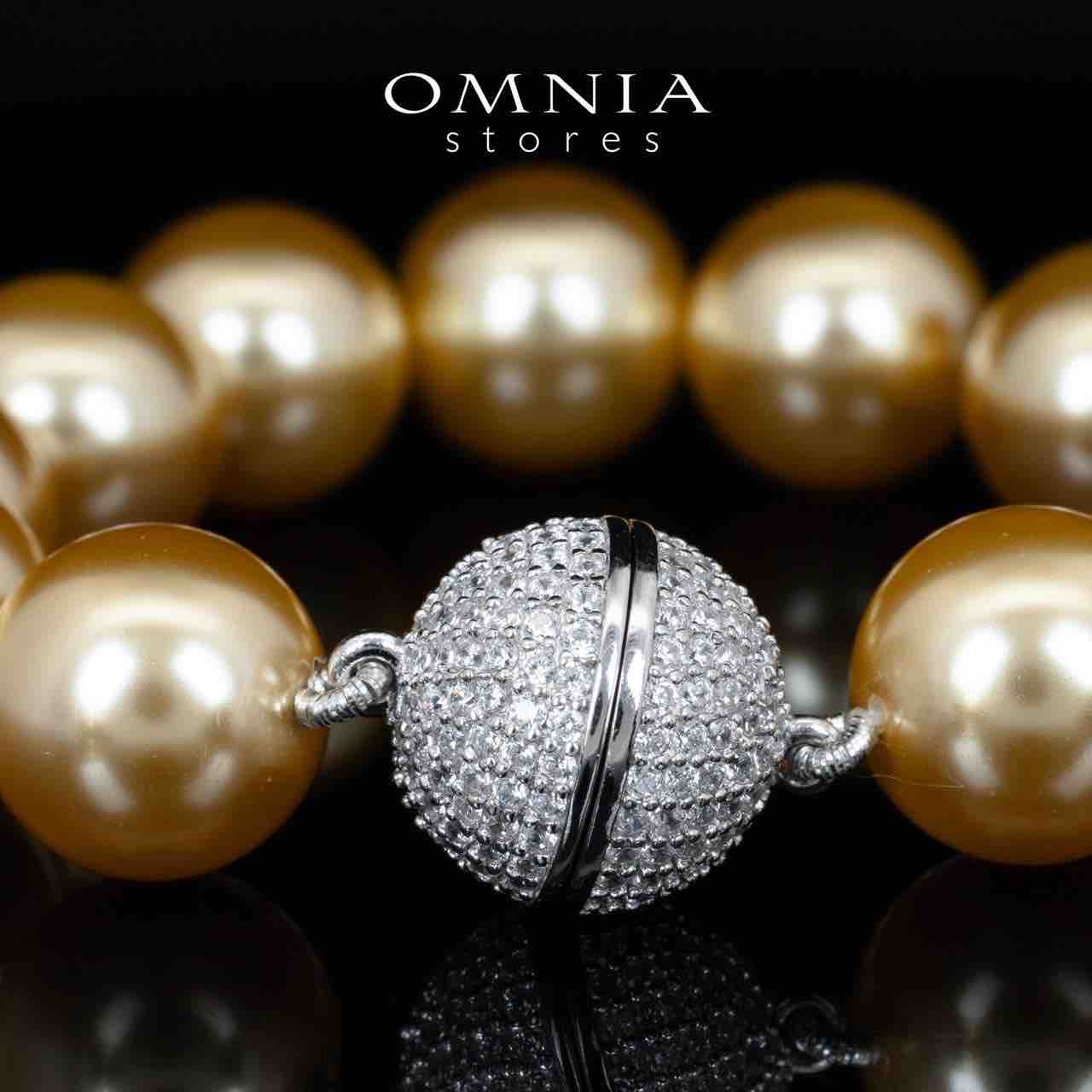 Omnia Sahana White and Golden Pearl BRacelet With High Quality Lab Crafted Stones In 925 Silver - OMNIASTORES KSA