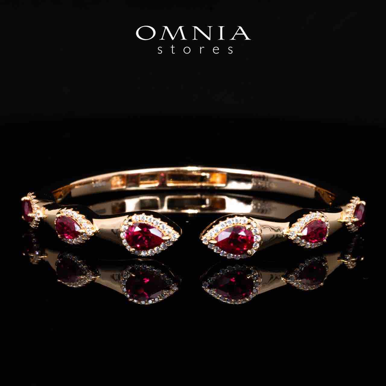 Omnia Isha Rose Gold and Red Bangle With Certified High Quality Lab Crafted Stones In 925 Silver 3.6ct - OMNIASTORES KSA