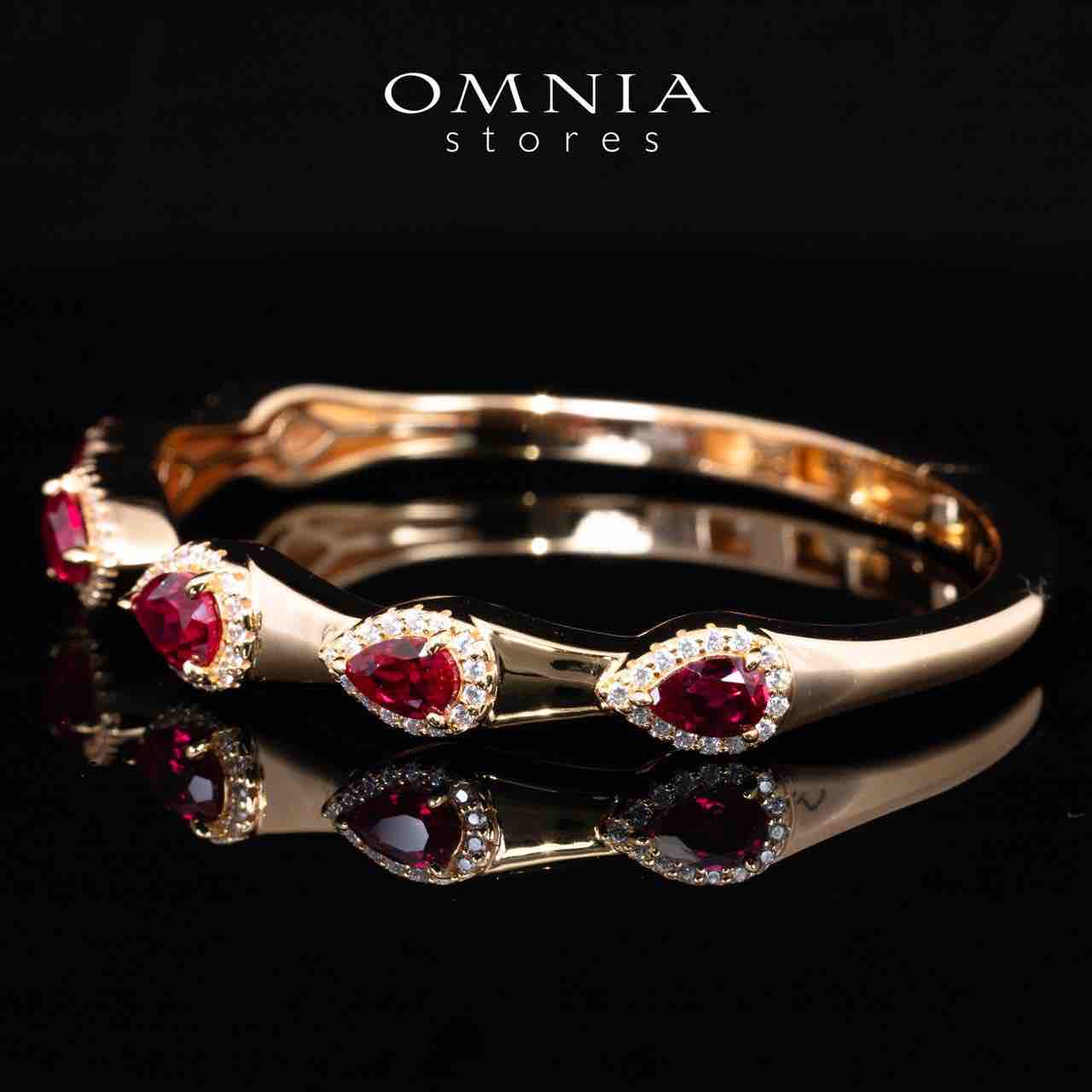 Omnia Isha Rose Gold and Red Bangle With Certified High Quality Lab Crafted Stones In 925 Silver 3.6ct - OMNIASTORES KSA