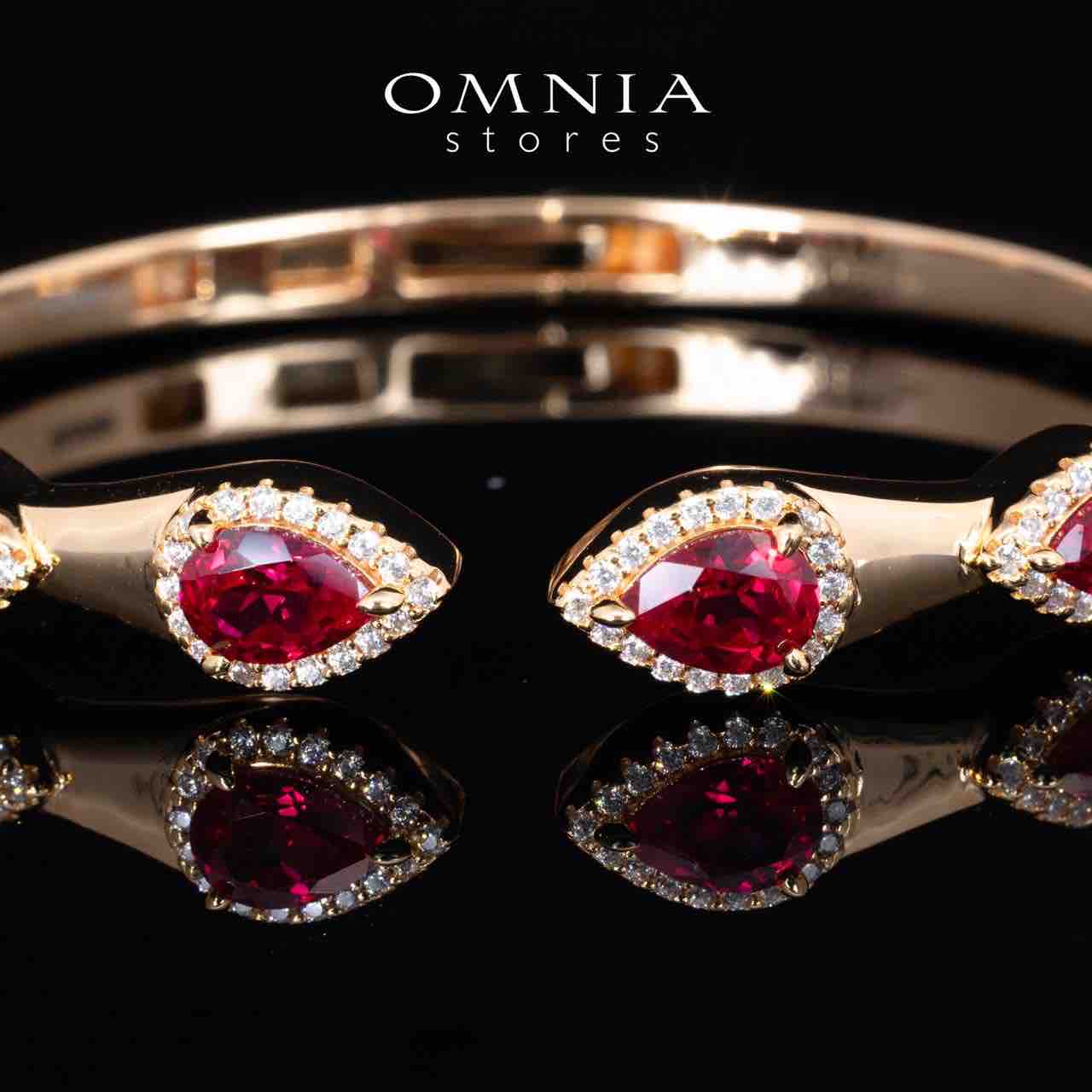Omnia Isha Rose Gold and Red Bangle With Certified High Quality Lab Crafted Stones In 925 Silver 3.6ct - OMNIASTORES KSA