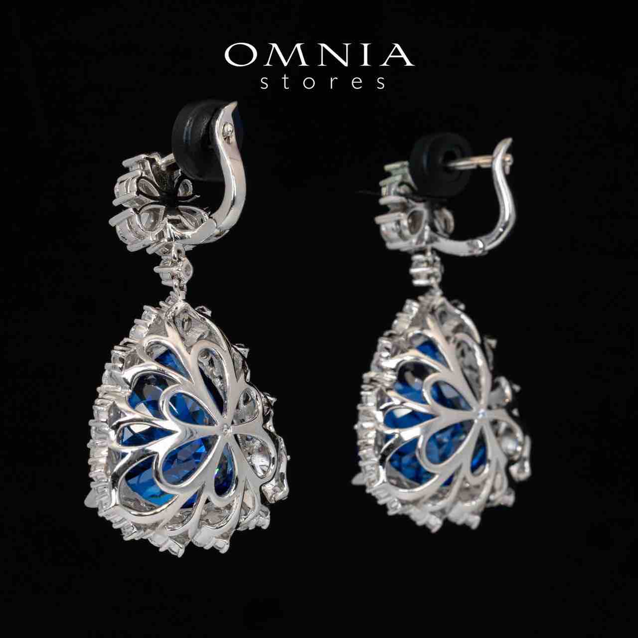 Omnia Roua White and Blue Drop Earrings With High Quality Certified Lab Crafted Stones In 925 Silver 7.0ct - OMNIASTORES KSA