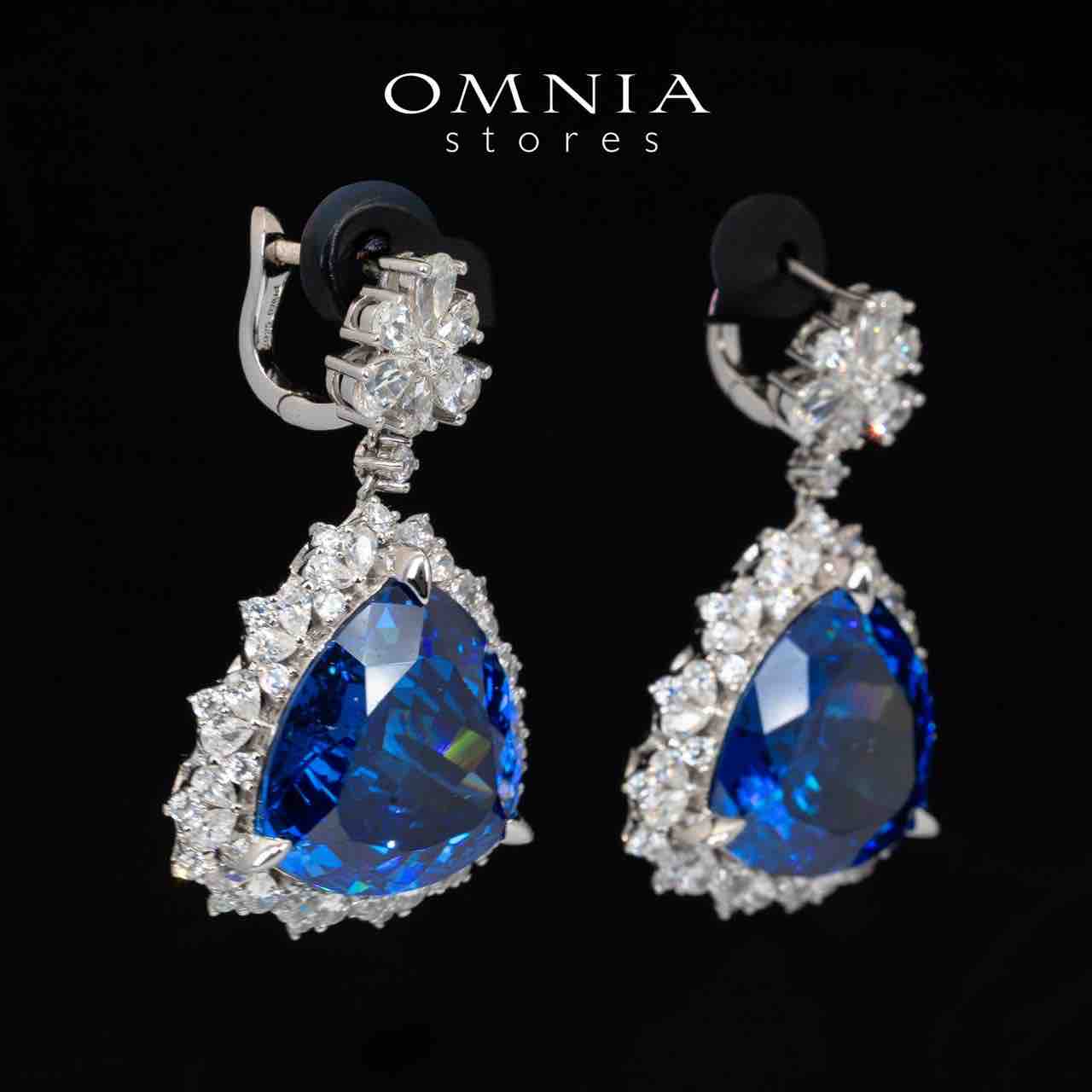 Omnia Roua White and Blue Drop Earrings With High Quality Certified Lab Crafted Stones In 925 Silver 7.0ct - OMNIASTORES KSA