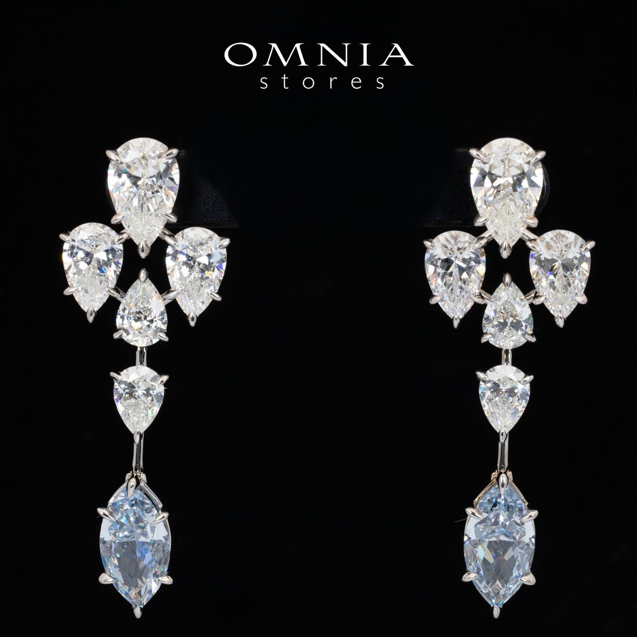 Omnia Elly White and Sky Blue Drop Earrings With High Quality Certified Lab Crafted Stones In 925 Silver 32ct - OMNIASTORES KSA