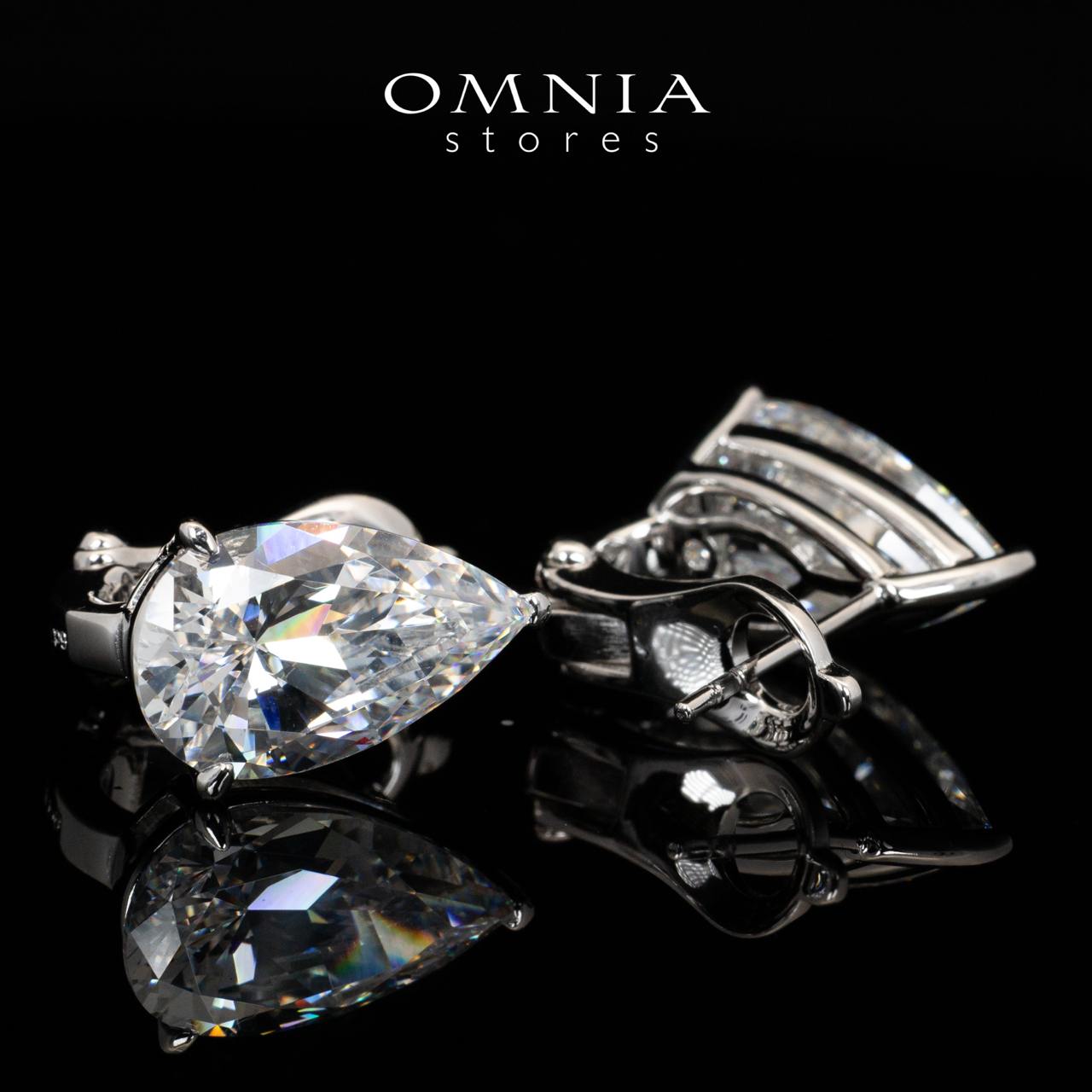 Omnia Amya White Pear Cut Clip Earrings With High Quality Certified Lab Crafted Stones In 925 Silver 6ct - OMNIASTORES KSA
