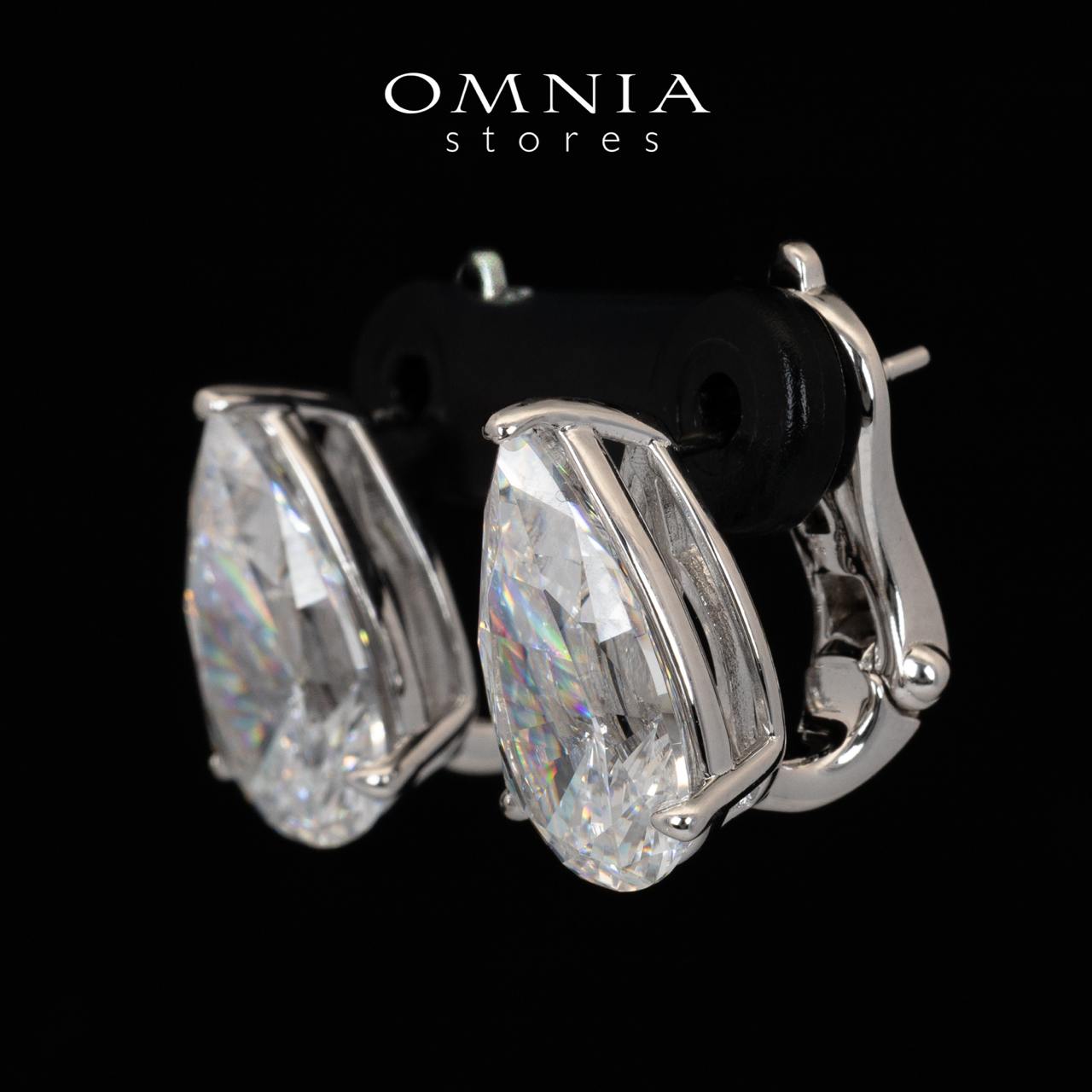 Omnia Amya White Pear Cut Clip Earrings With High Quality Certified Lab Crafted Stones In 925 Silver 6ct - OMNIASTORES KSA