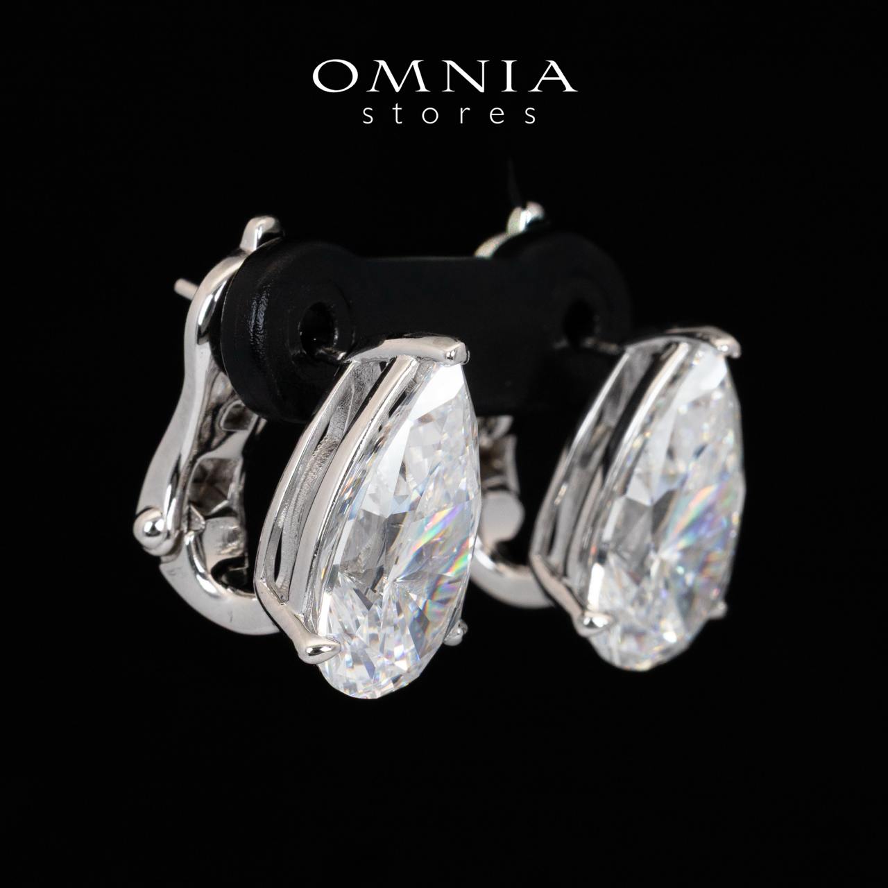 Omnia Amya White Pear Cut Clip Earrings With High Quality Certified Lab Crafted Stones In 925 Silver 6ct - OMNIASTORES KSA