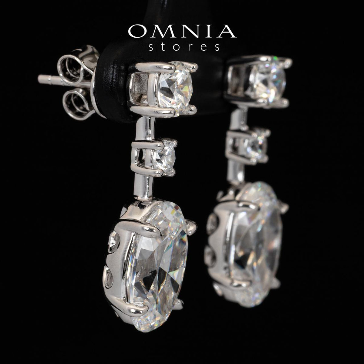 Omnia Yazmin White Oval Cut Drop Earrings With High Quality Certified Lab Crafted Stones In 925 Silver 12.58ct - OMNIASTORES KSA