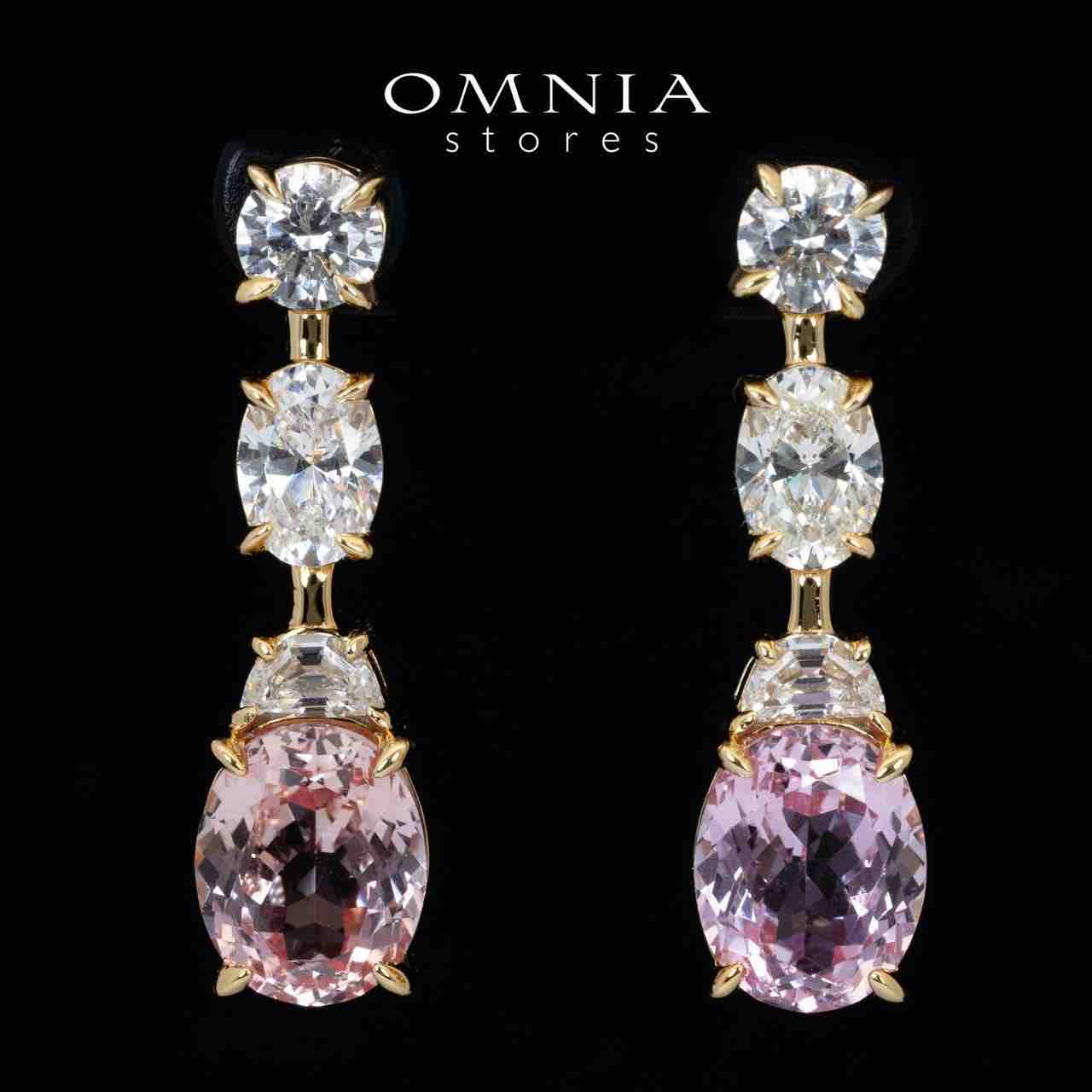 Omnia Rayla Gold and Pink Drop Earrings With High Quality Certified Lab Crafted Stones In 925 Silver 5ct - OMNIASTORES KSA