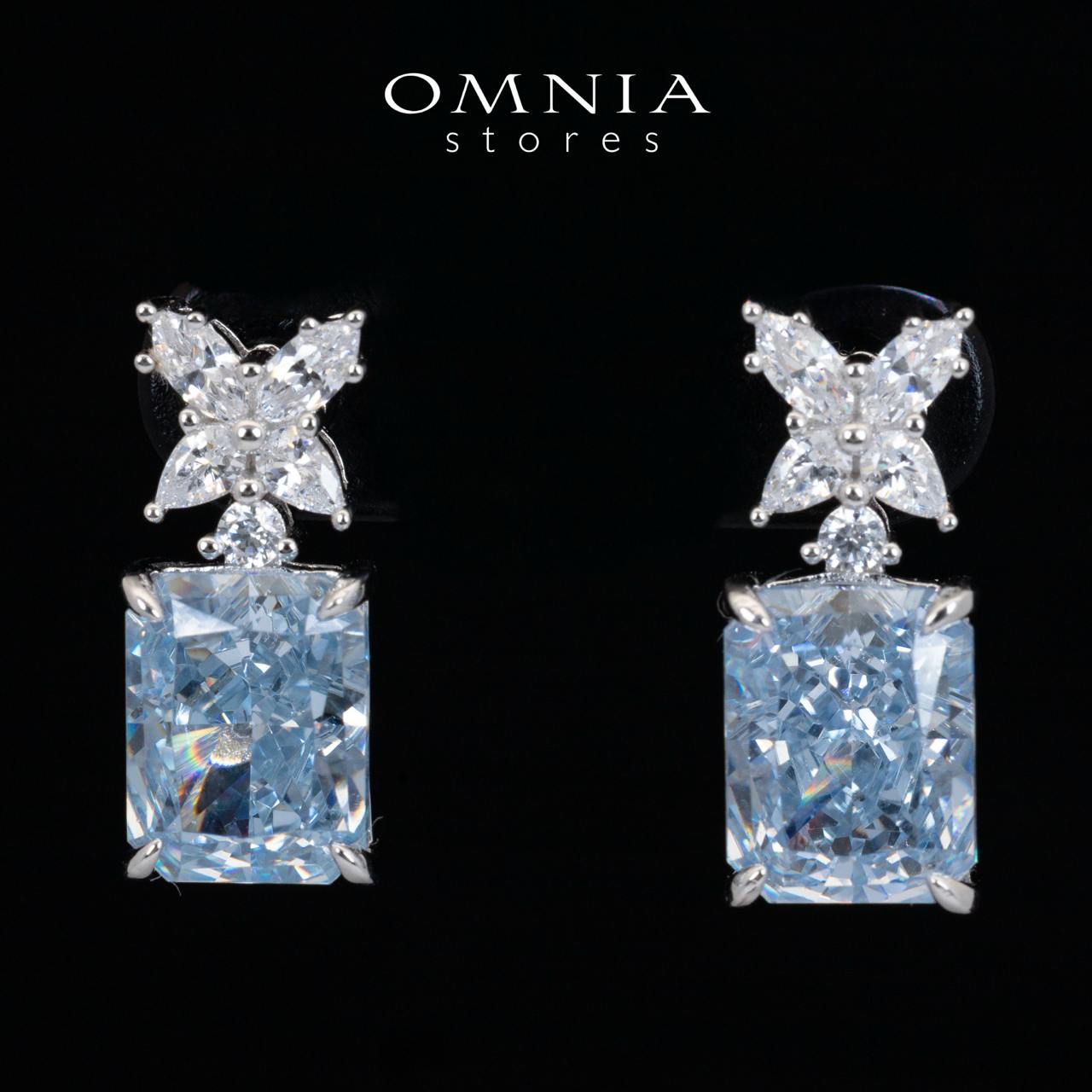 Omnia Elana White and Blue Floral Earrings With High Quality Certified Lab Crafted Stones In 925 Silver 3ct - OMNIASTORES KSA