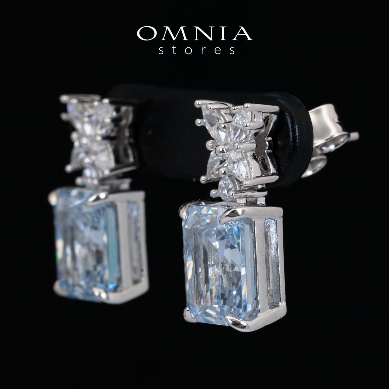 Omnia Elana White and Blue Floral Earrings With High Quality Certified Lab Crafted Stones In 925 Silver 3ct - OMNIASTORES KSA
