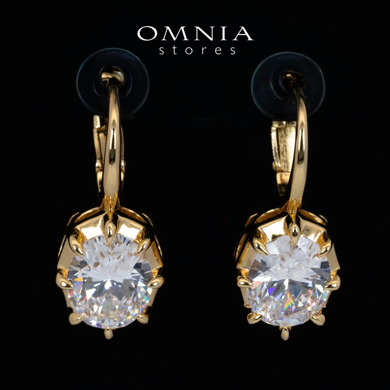 Omnia Aadya White and Gold Drop Earrings With High Quality Certified Lab Crafted Stones In 925 Silver 3ct - OMNIASTORES KSA