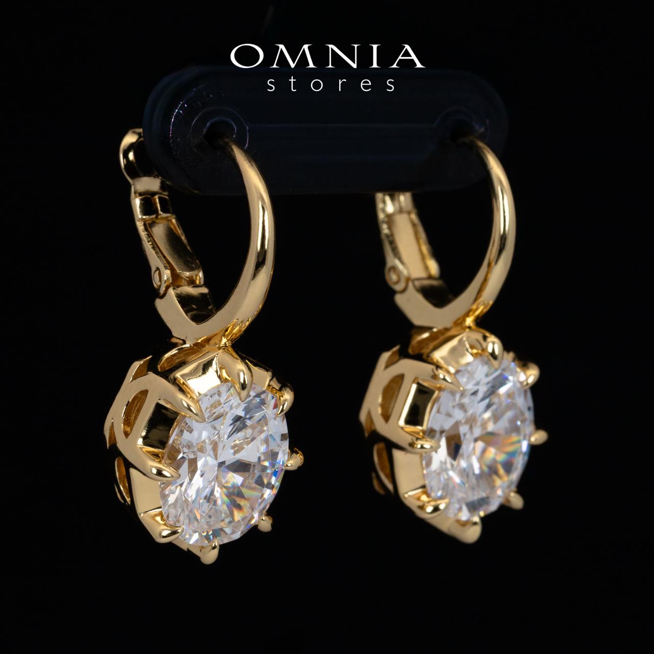 Omnia Aadya White and Gold Drop Earrings With High Quality Certified Lab Crafted Stones In 925 Silver 3ct - OMNIASTORES KSA