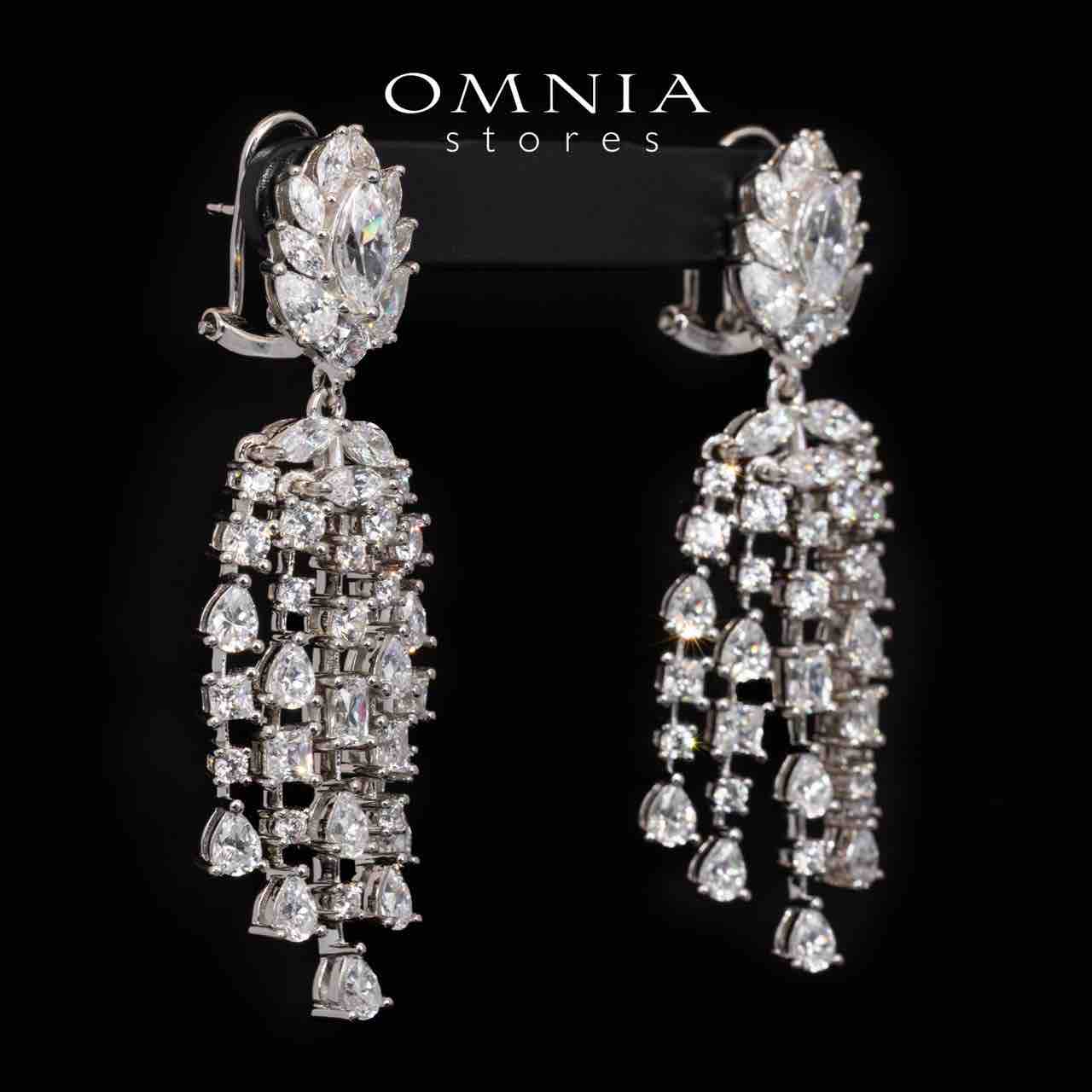 Omnia Leora White Drop Earrings With High Quality Simulated Diamonds In 925 Silver
