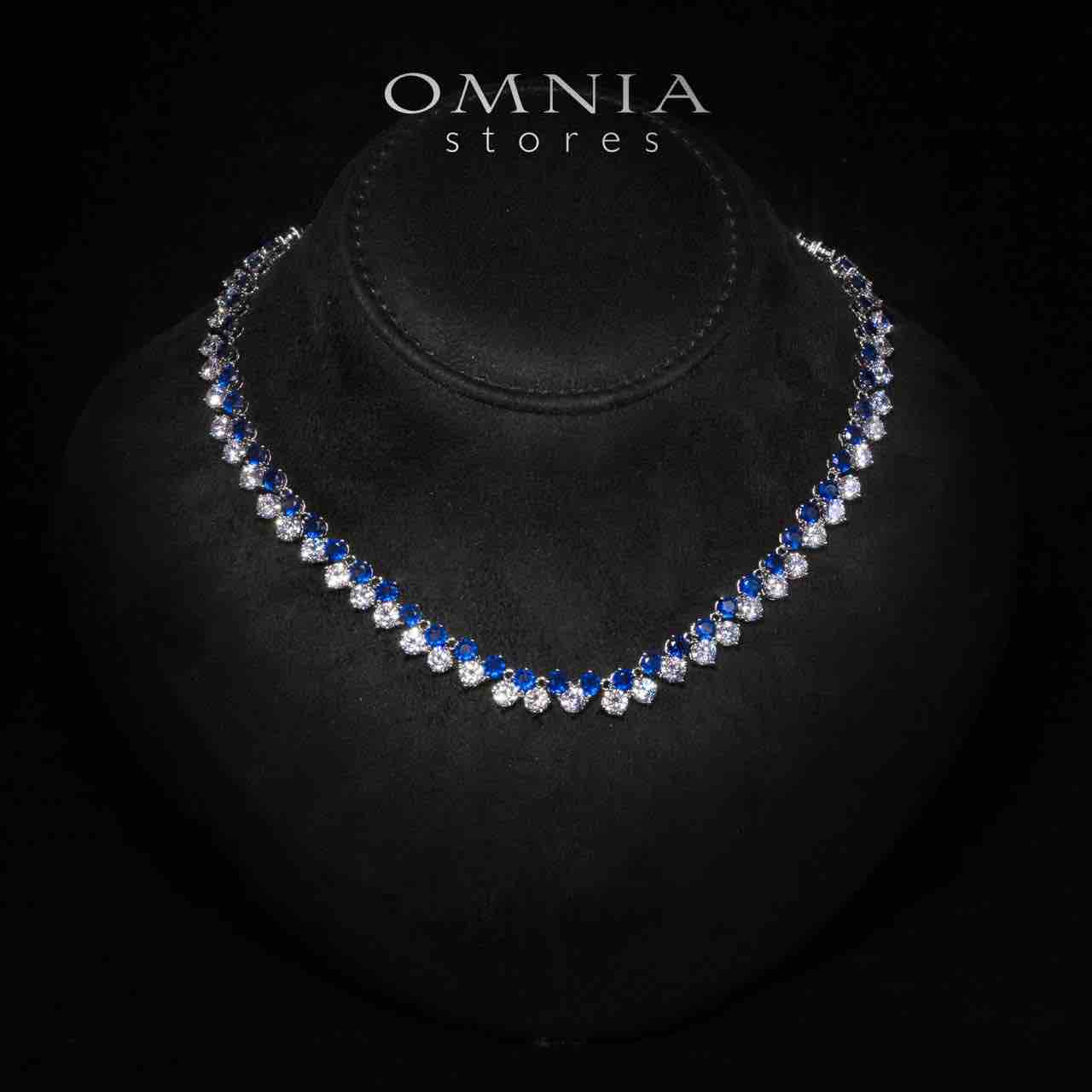 Omnia Hessa Blue and Whte Luxury Bridal Full Set in High Quality Simulated Diamonds - OMNIASTORES KSA