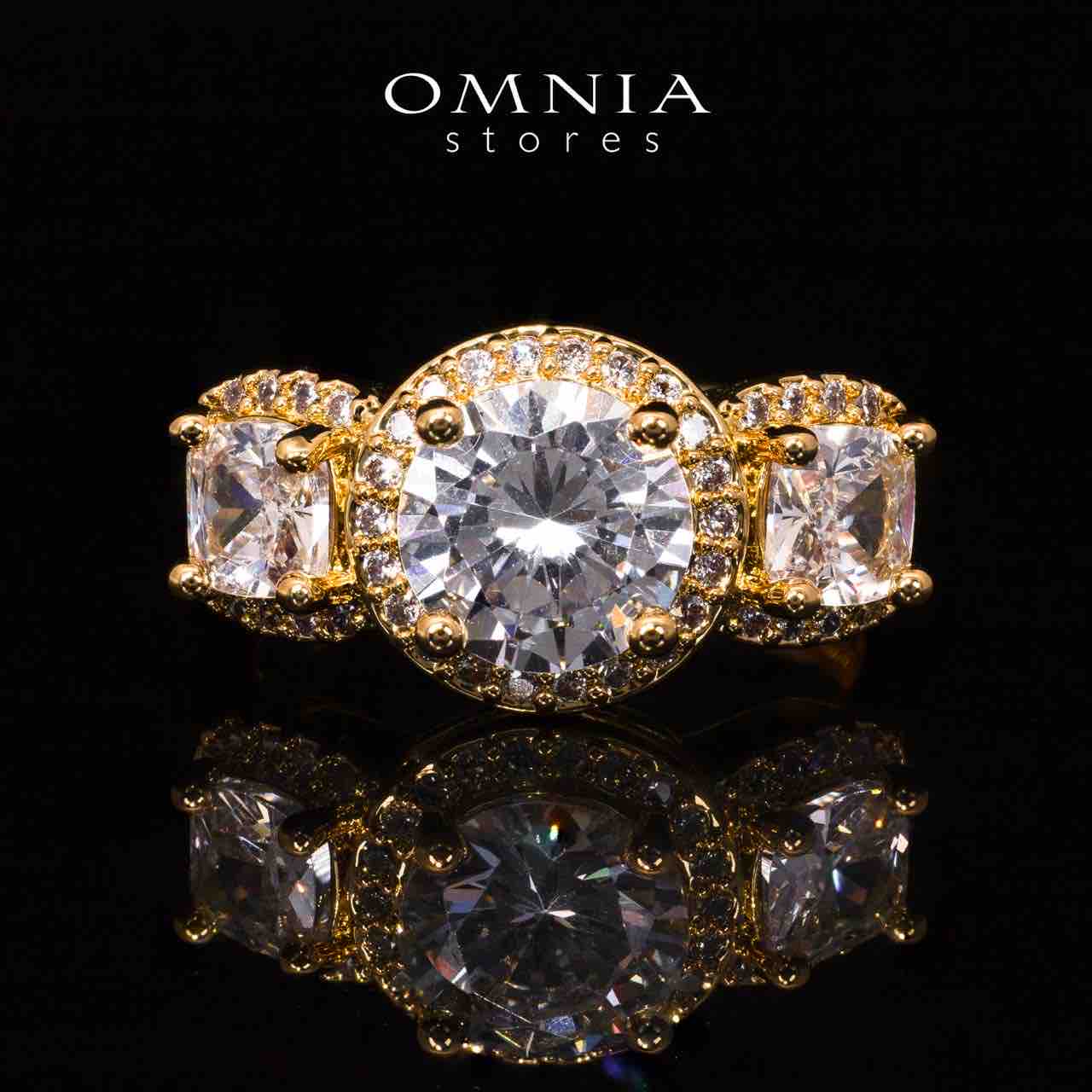 Omnia Lilian Gold Bridal Full Set in High Quality Simulated Diamonds Rhodium Plated - OMNIASTORES KSA