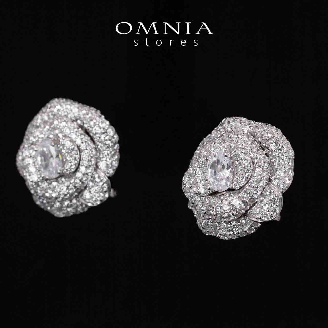 Omnia Eiza Rose Clip Earrings With High Quality Simulated Diamonds In 925 Silver