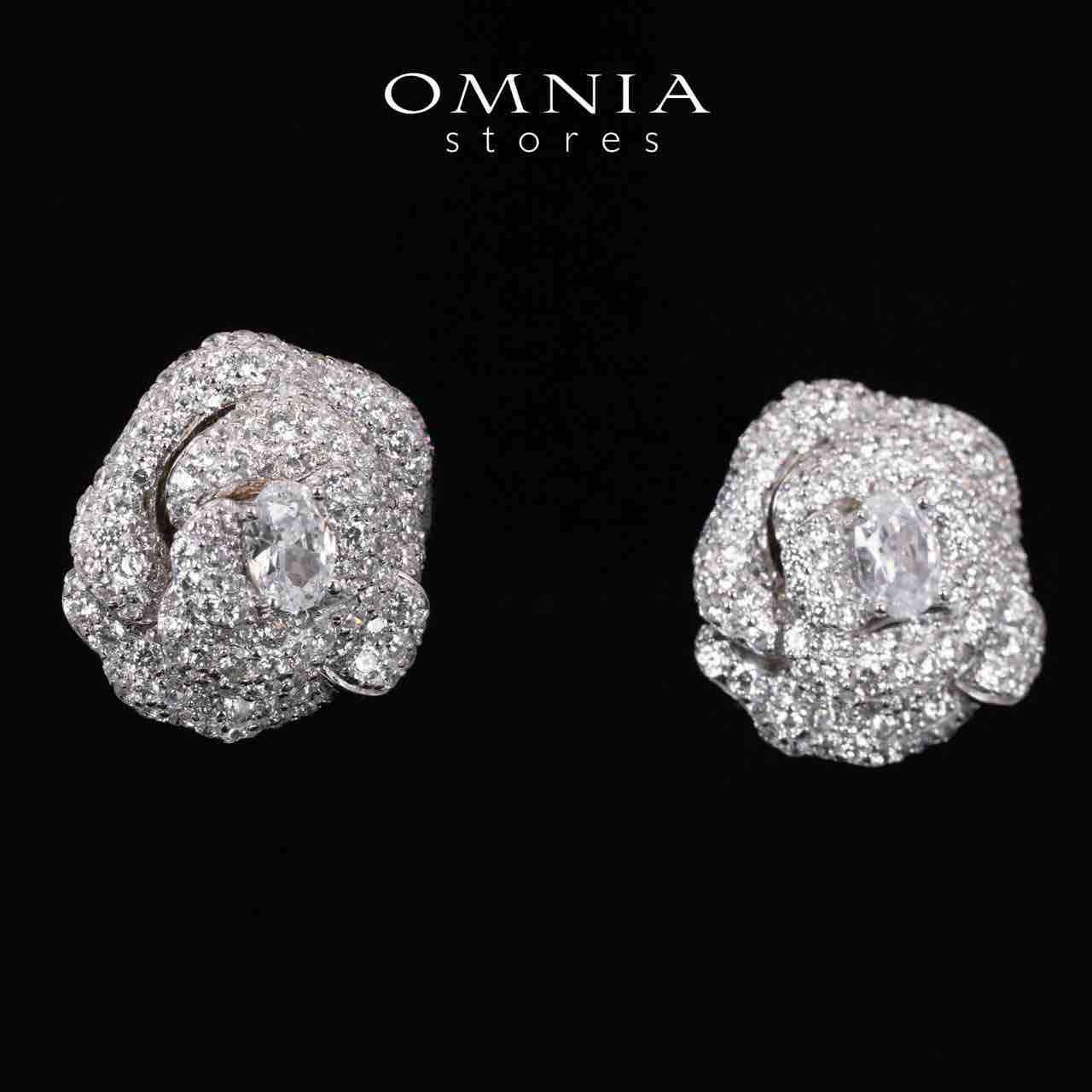 Omnia Eiza Rose Clip Earrings With High Quality Simulated Diamonds In 925 Silver