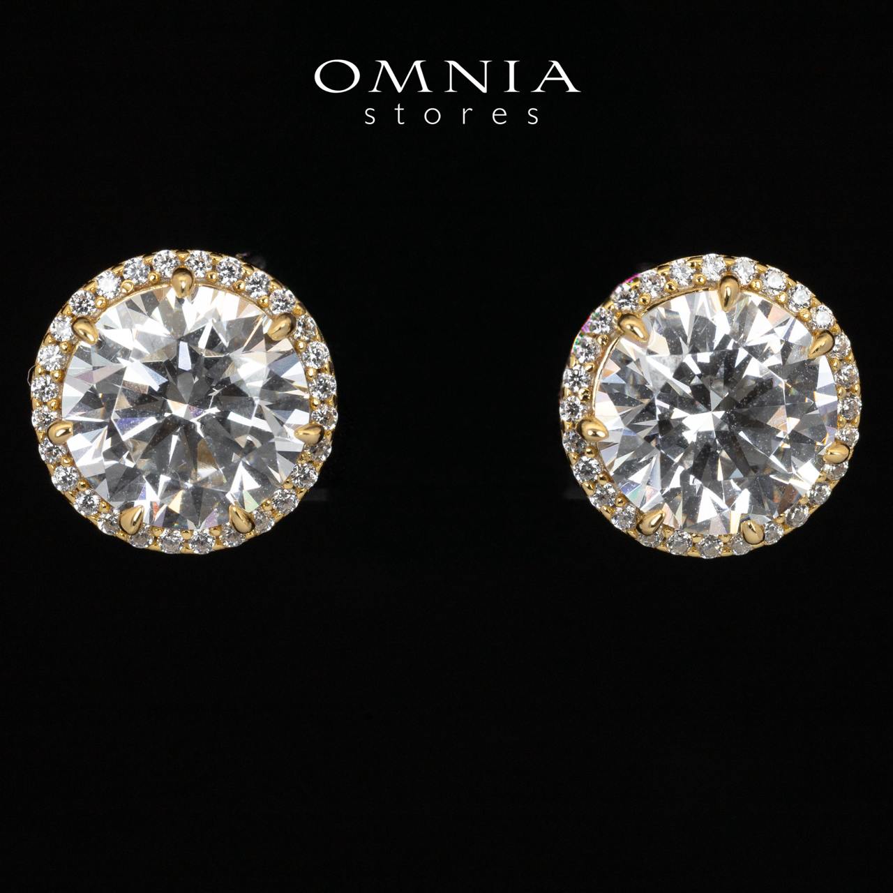 Omnia Reya Gold Earrings With High Quality Certified Lab Crafted In 925 Silver - OMNIASTORES KSA