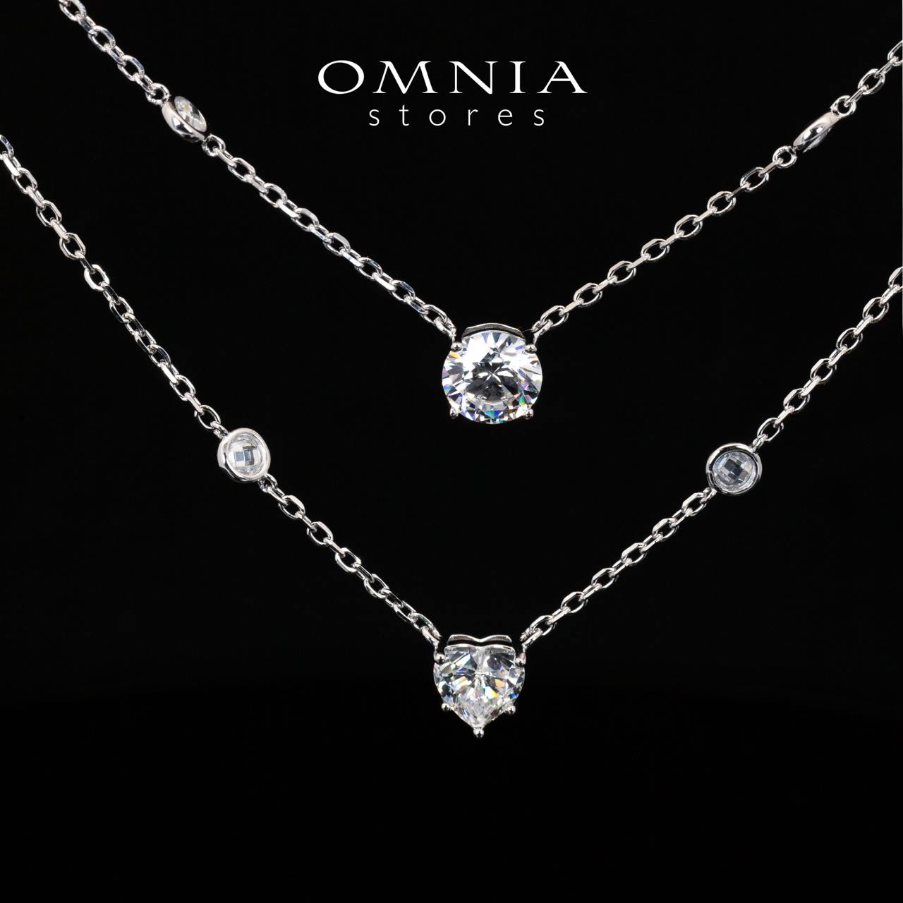 Omnia Maryn White Double Layerd Pendant Necklace With High Quality Certified Lab Crafted Stones In 925 Silver - OMNIASTORES KSA